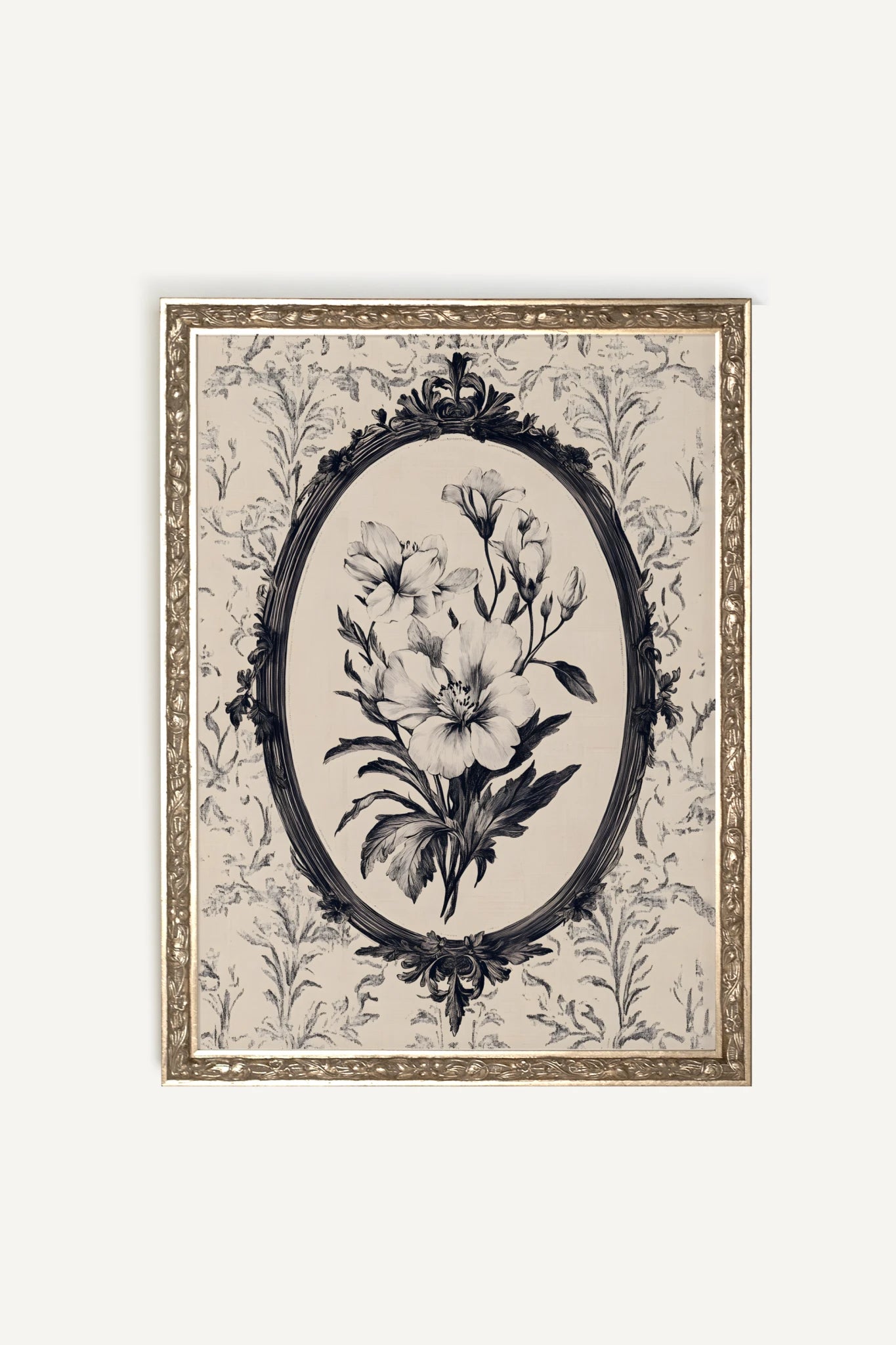 MÉMOIRE FLORALE, Oeuvre sur toile rigide, encadré Vintage Argent