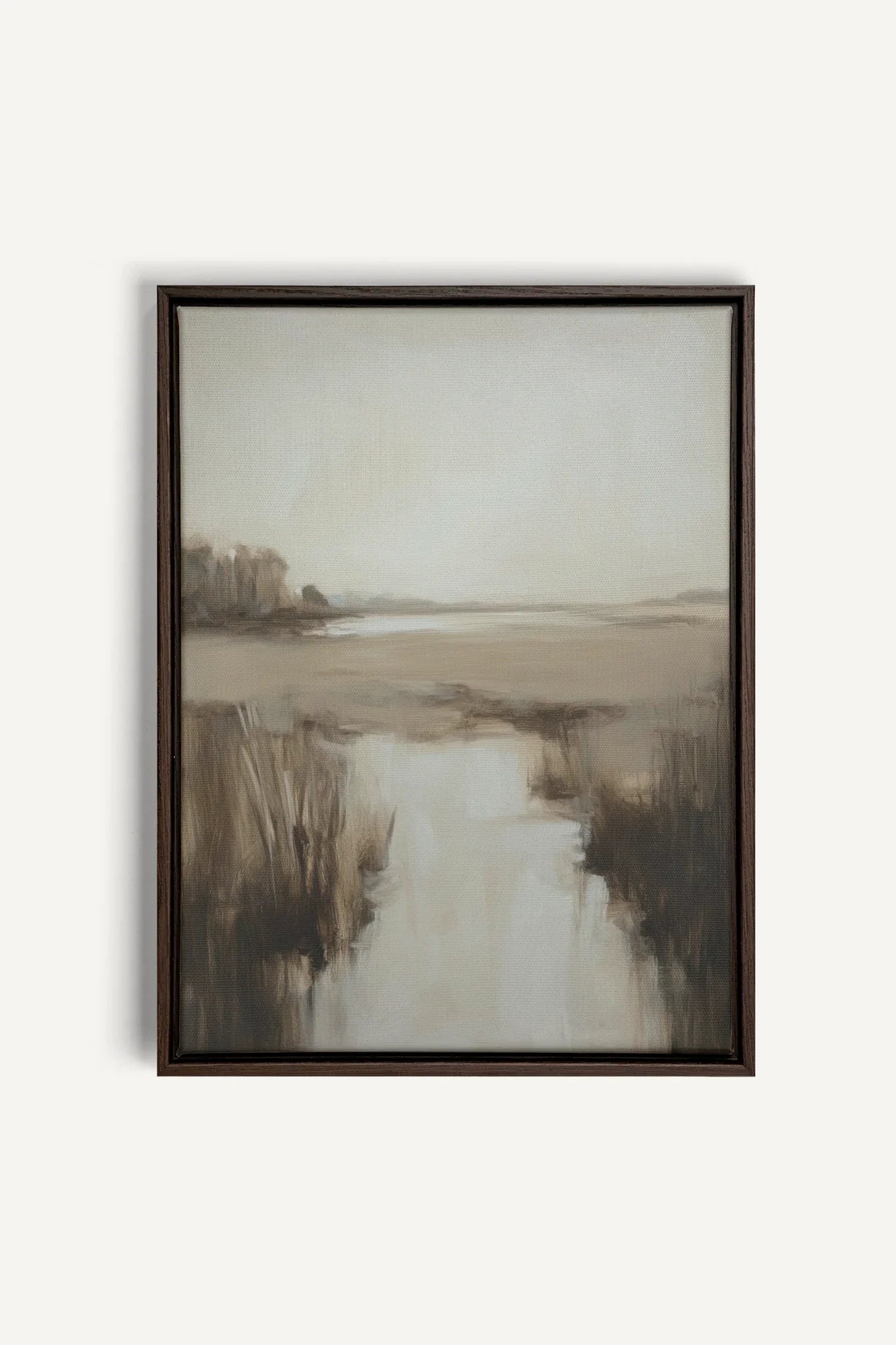 OLEKA CANVAS - MISTY HORIZON, Oeuvre sur toile étirée, encadré Brun Noyer