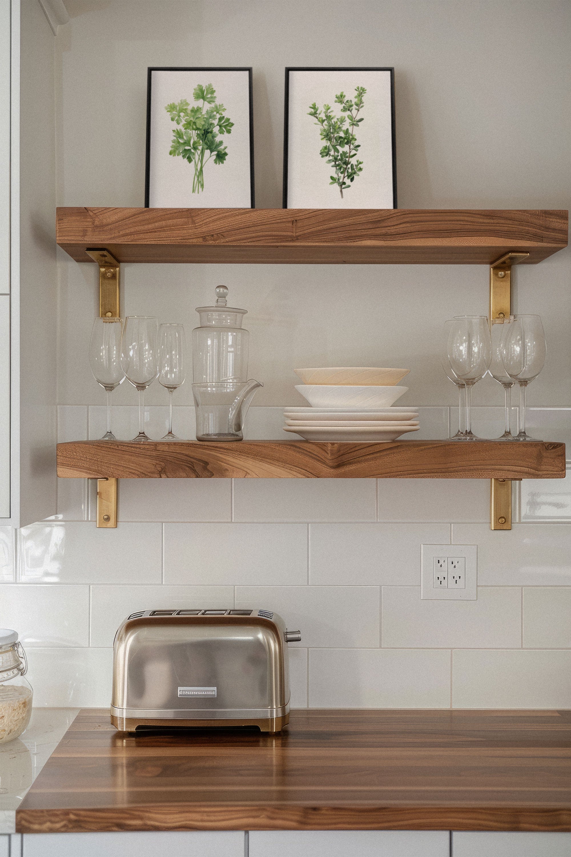 OLEKA CANVAS - DUO FINES HERBES, 2 Oeuvres sur toile étirée, encadré Noir