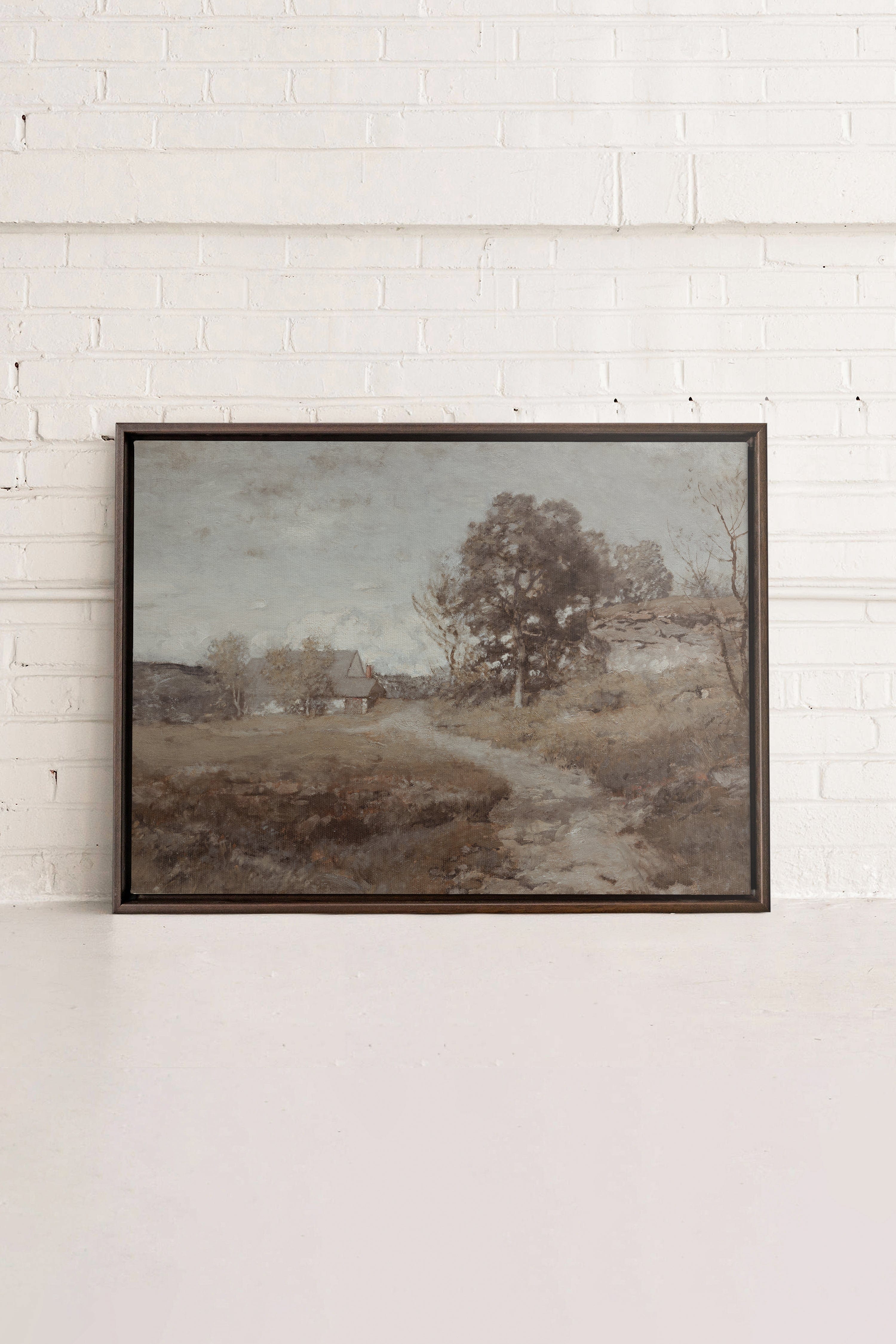 OLEKA CANVAS - RURAL LANDSCAPE, Oeuvre sur toile étirée, encadré Brun Noyer