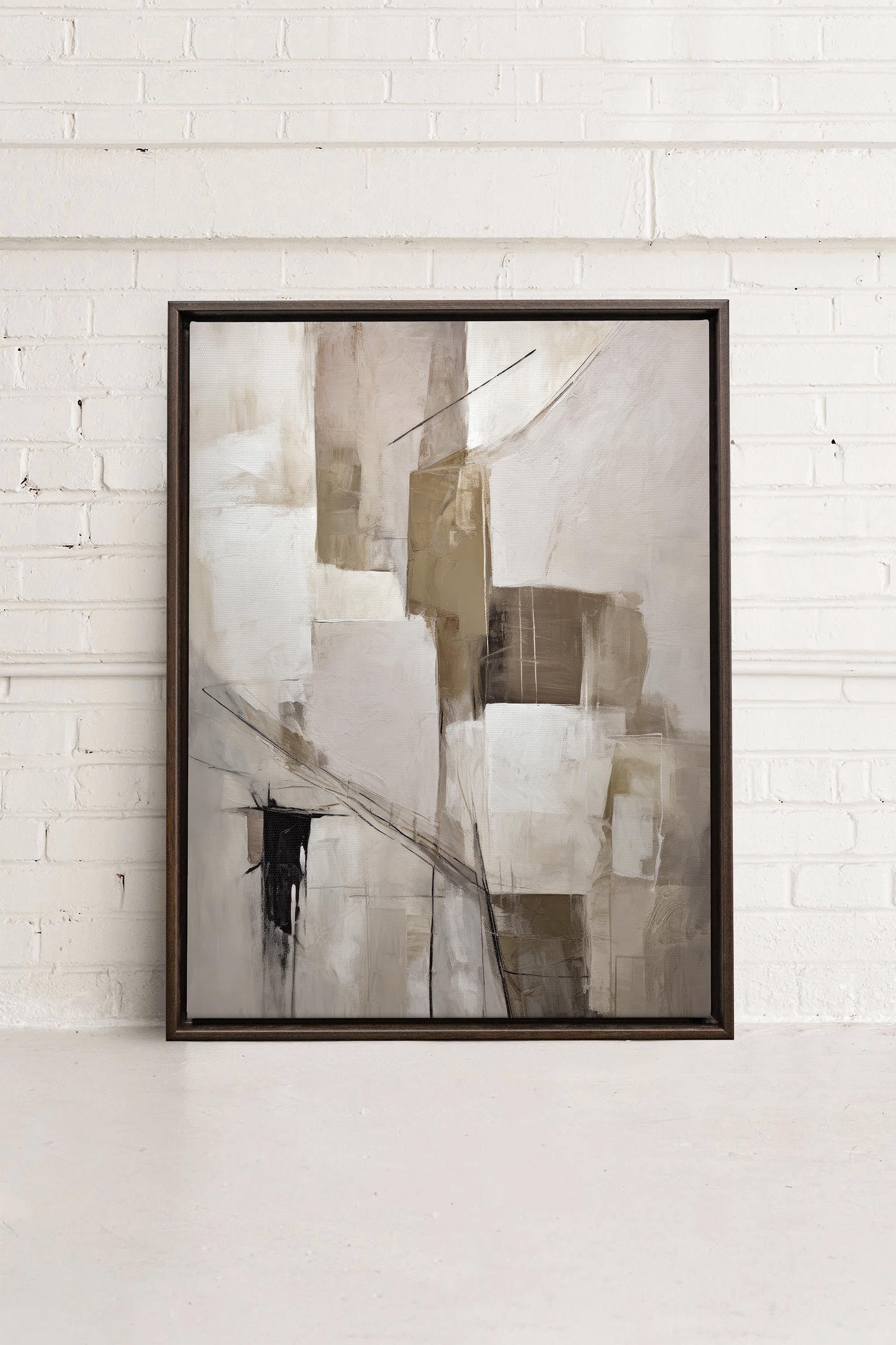 OLEKA CANVAS - MUTED PALETTE, Oeuvre sur toile étirée, encadré Brun Noyer