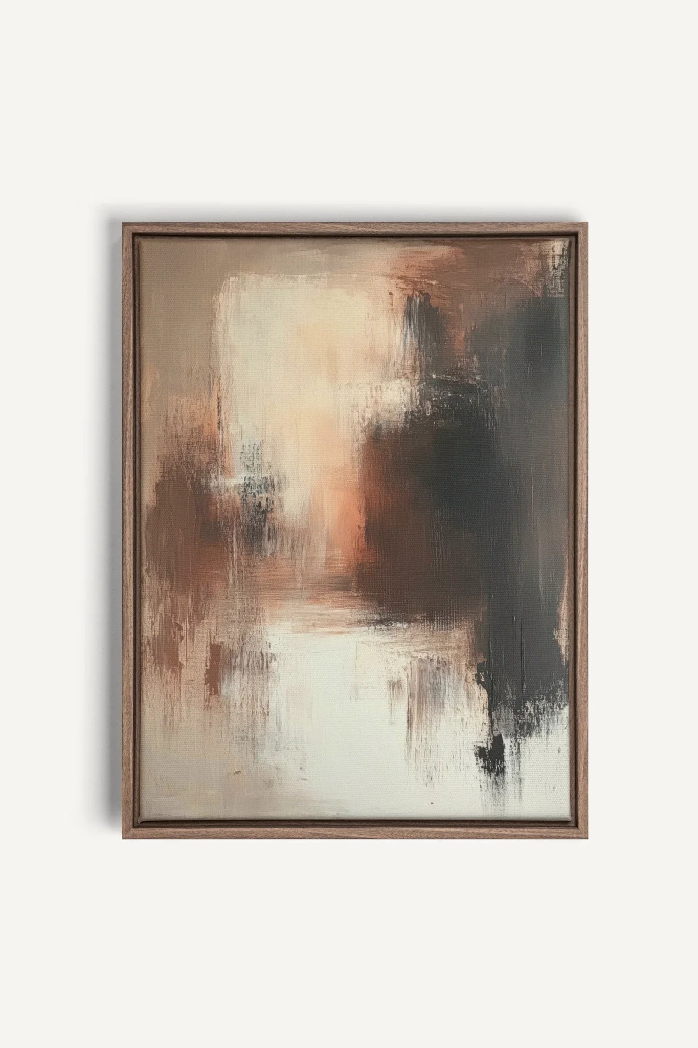 OLEKA CANVAS - MUTED FLAMES, Oeuvre sur toile étirée, encadré Brun Chêne
