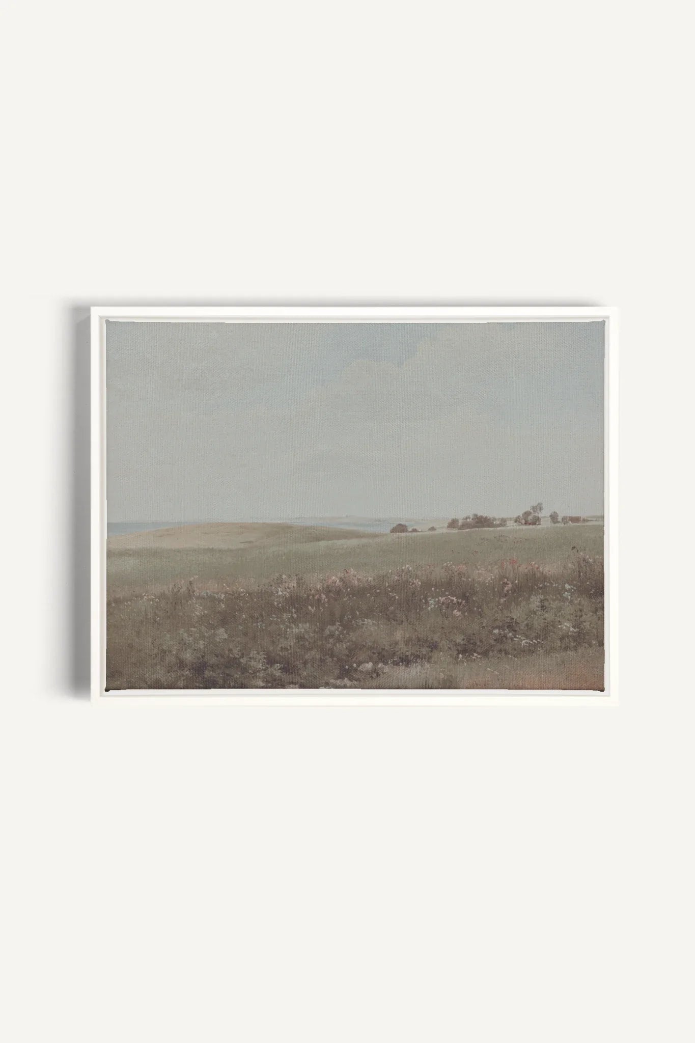 OLEKA CANVAS - MUTED GREEN MEADOW, Oeuvre sur toile étirée, encadré Blanc