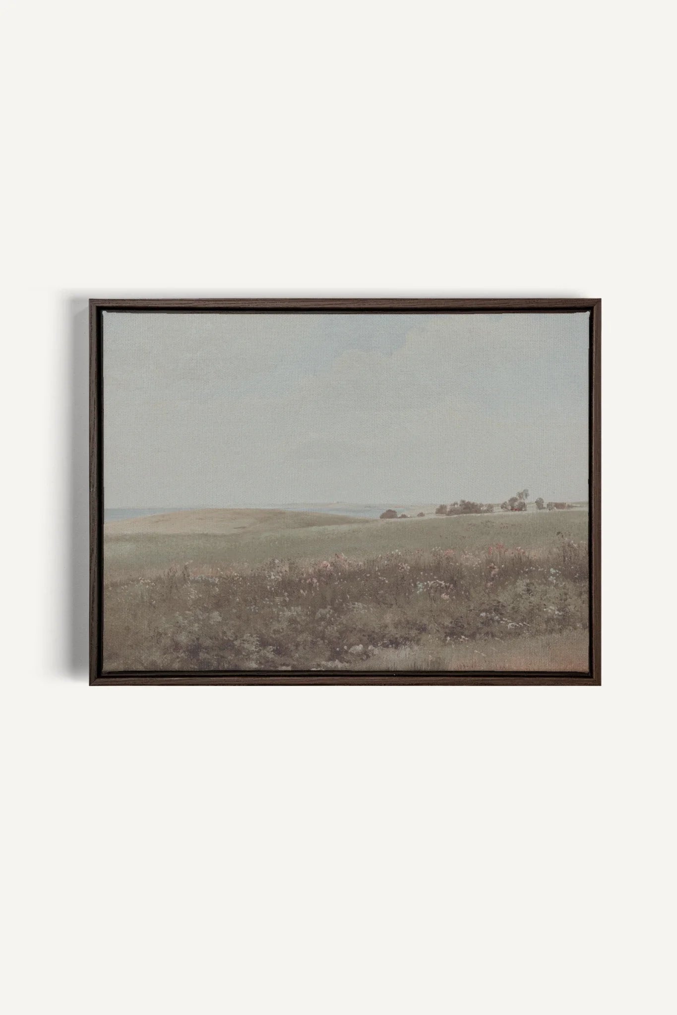 OLEKA CANVAS - MUTED GREEN MEADOW, Oeuvre sur toile étirée, encadré Brun Noyer
