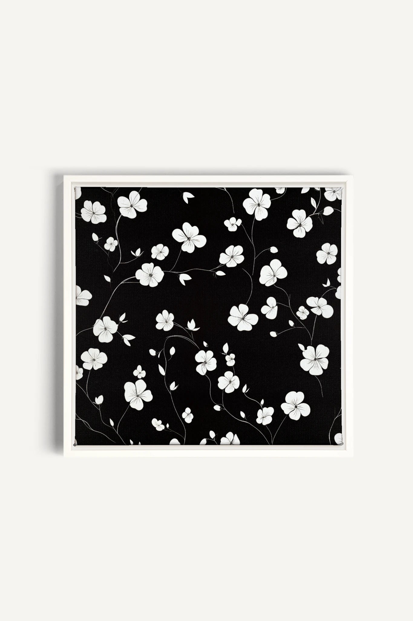 NOCTURNAL BLOOMS, Artwork on stretched canvas, framed in white