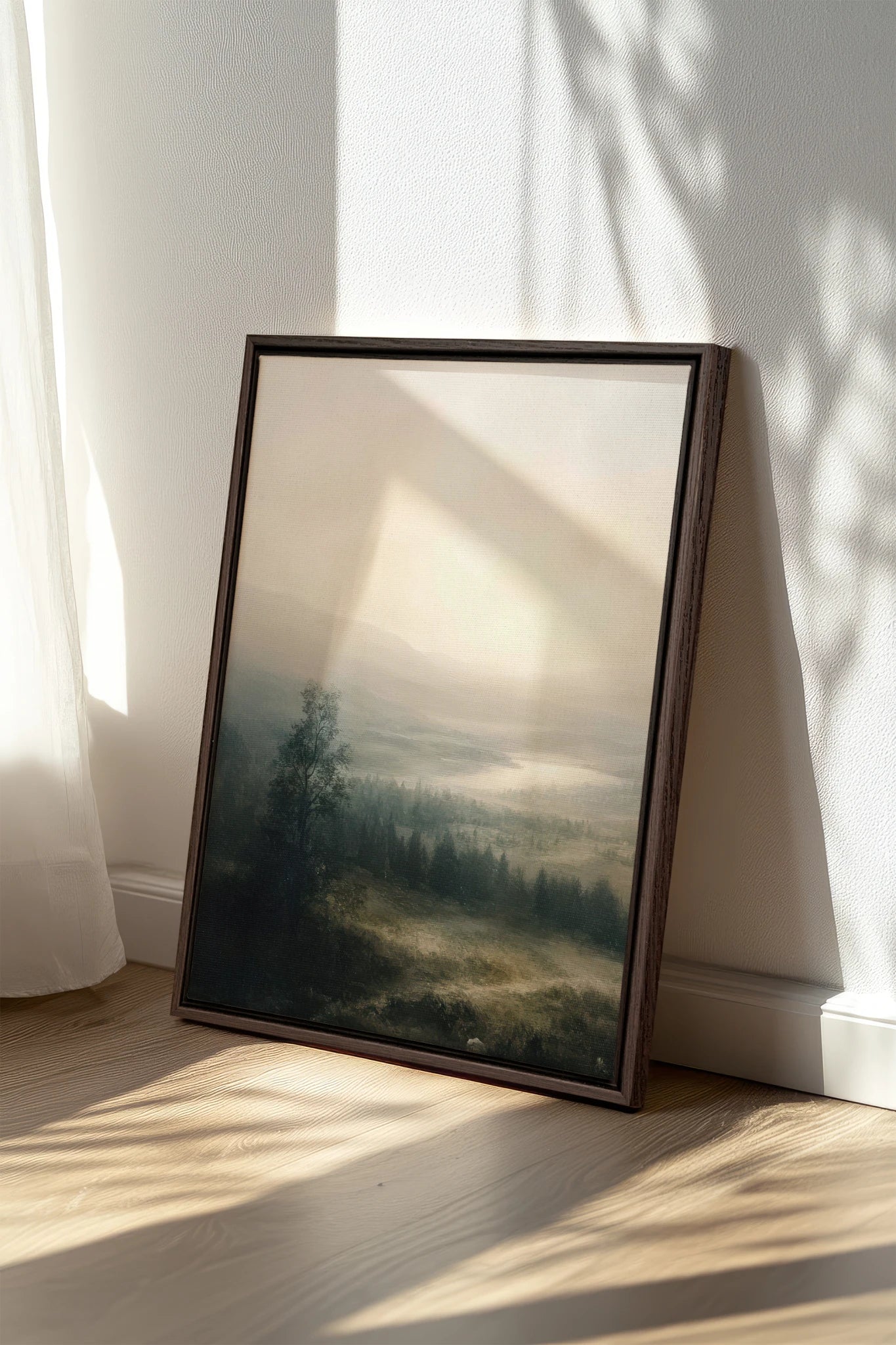 NORTHERN QUIET, Work on stretched canvas, framed Walnut Brown