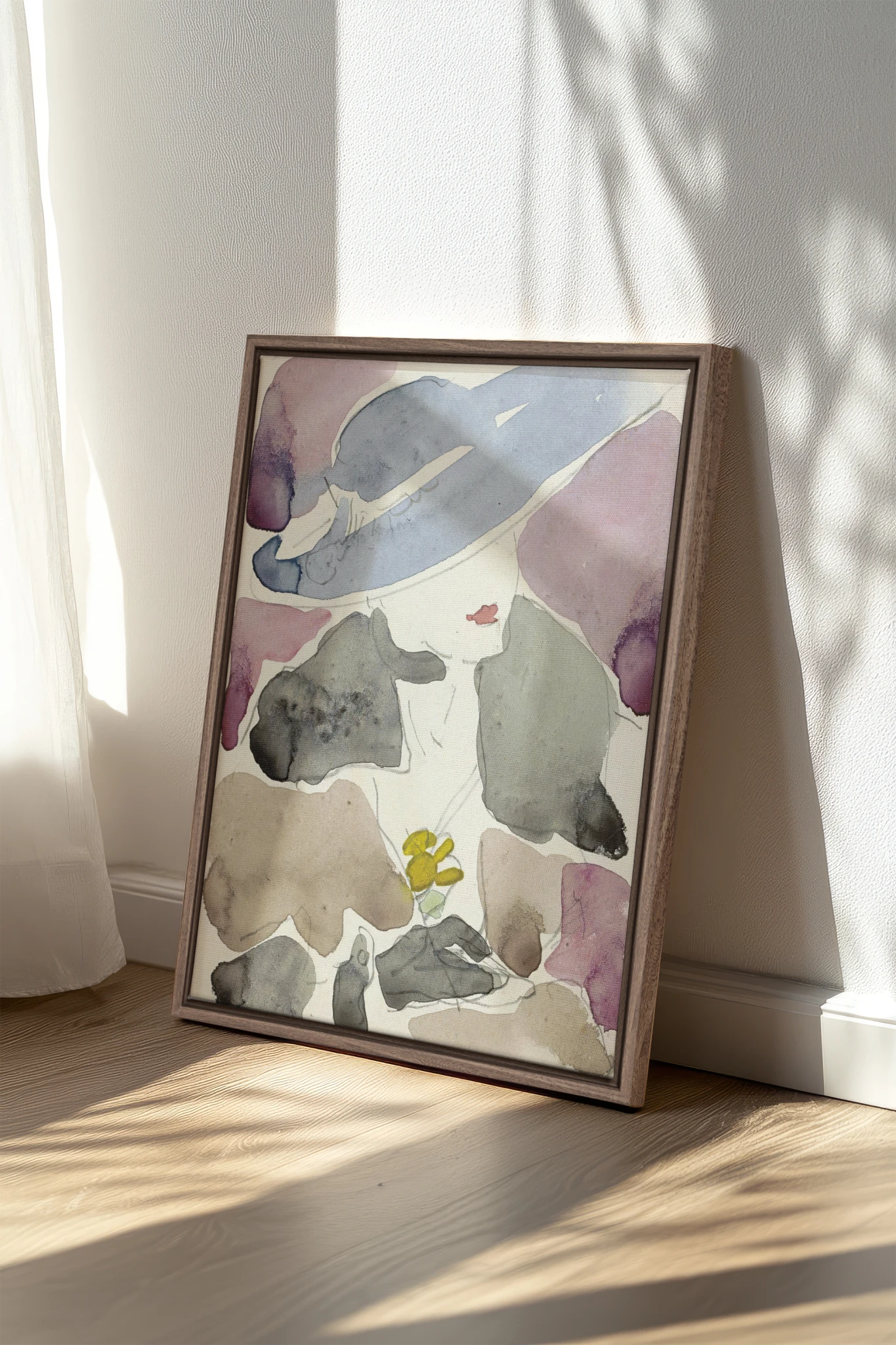 ORCHID HAZE, Work on stretched canvas, framed Oak Brown