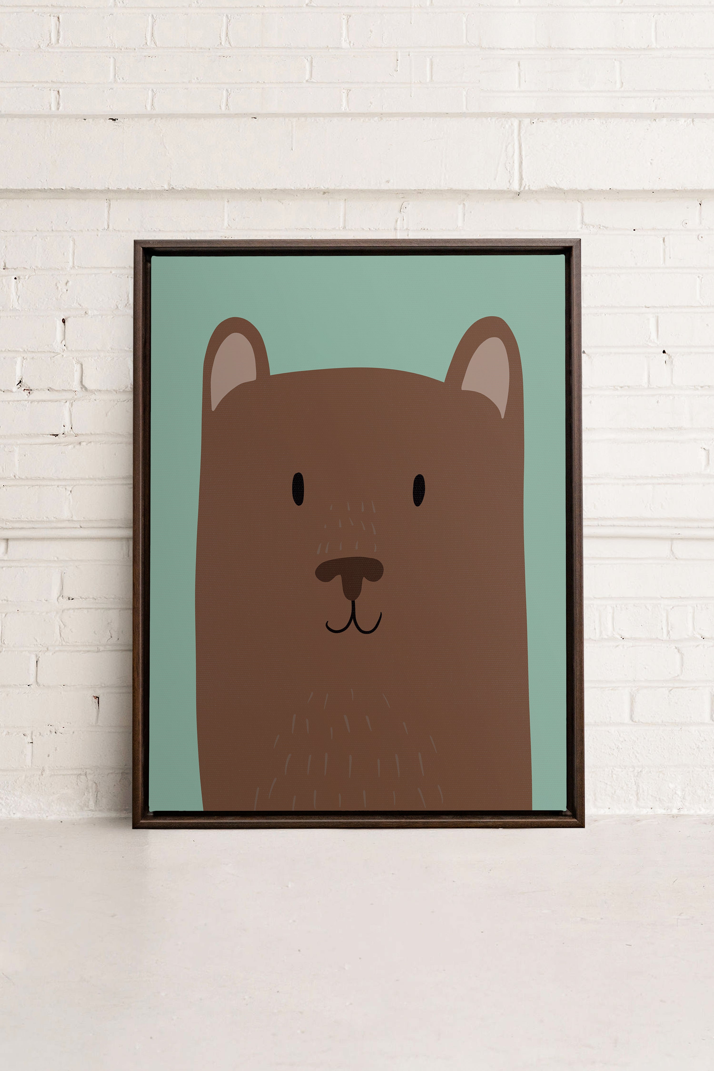 OLEKA CANVAS - OURS, Oeuvre sur toile étirée, encadré Brun Noyer