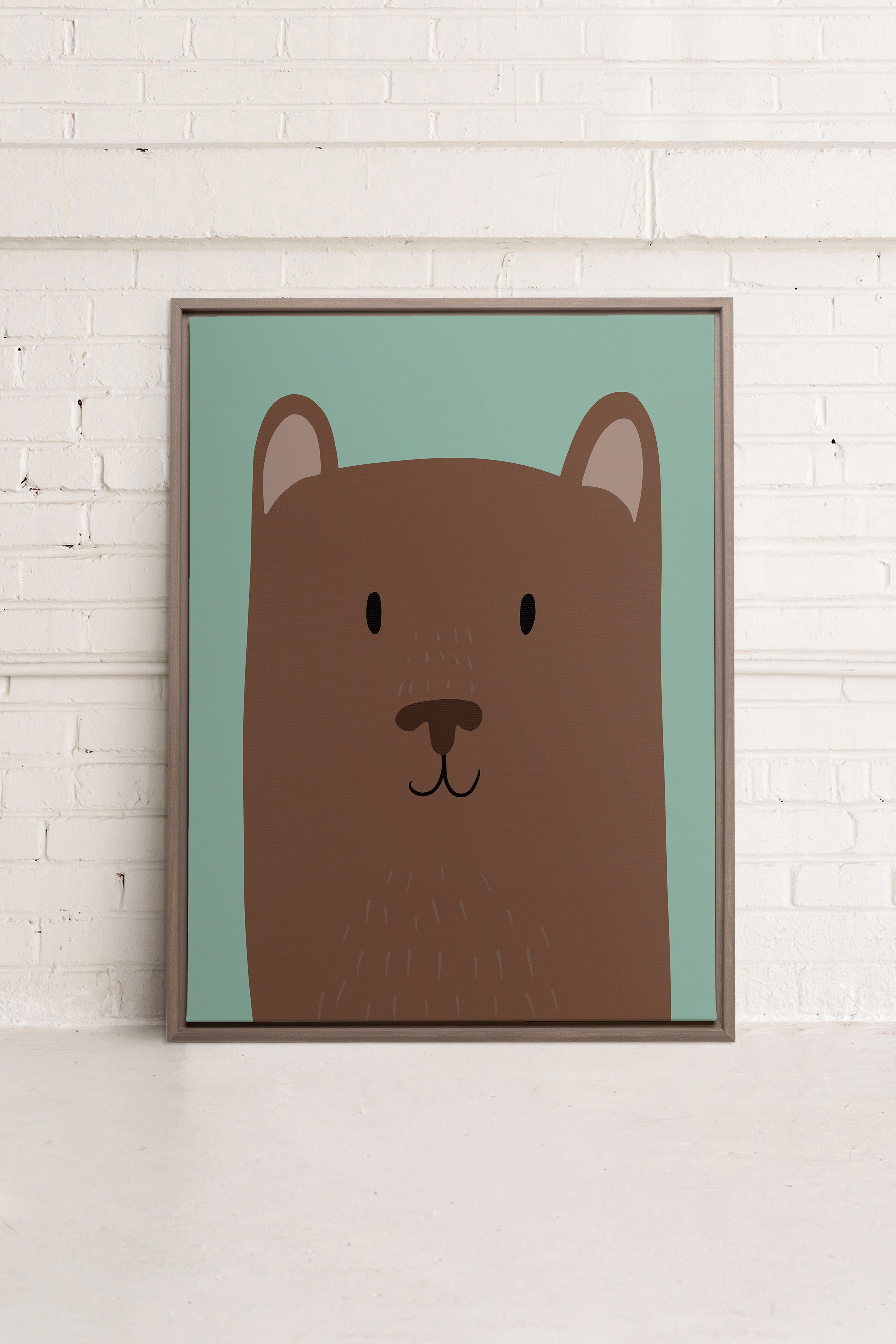 OLEKA CANVAS - OURS, Oeuvre sur toile étirée, encadré Brun Chêne