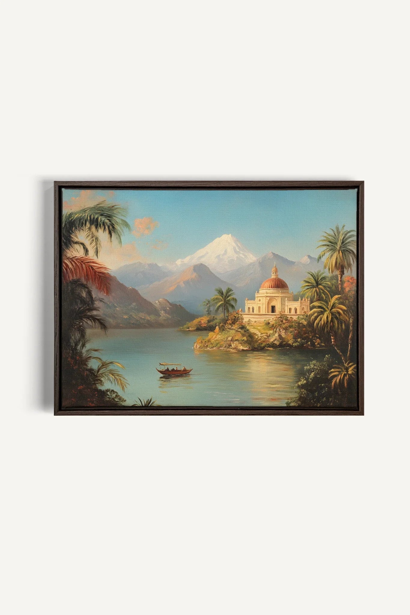 OLEKA CANVAS - PALACE BY THE LAKE, Oeuvre sur toile étirée, encadré Brun Noyer