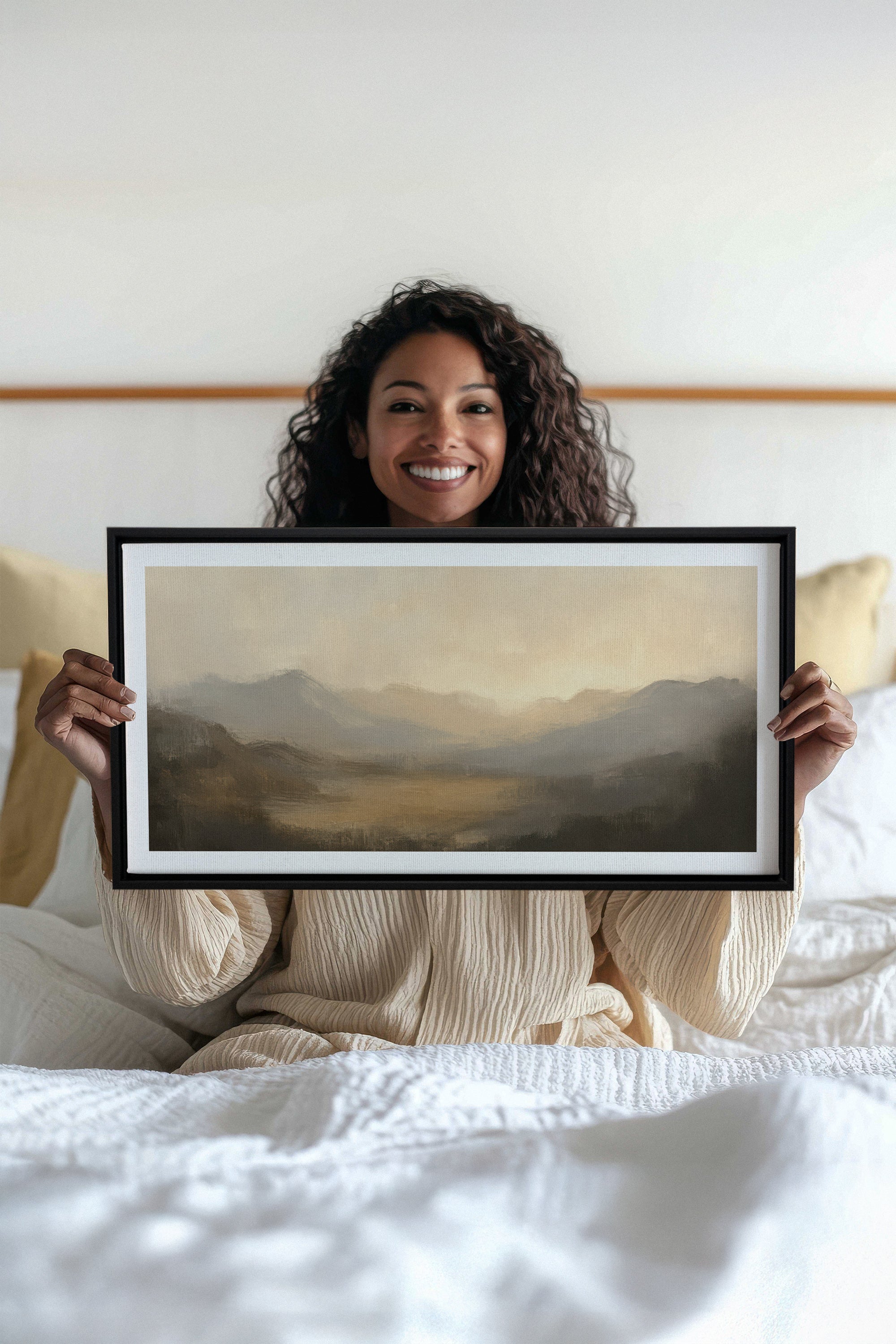 OLEKA CANVAS - SOFT GLOW, Oeuvre sur toile étirée, encadré Noir