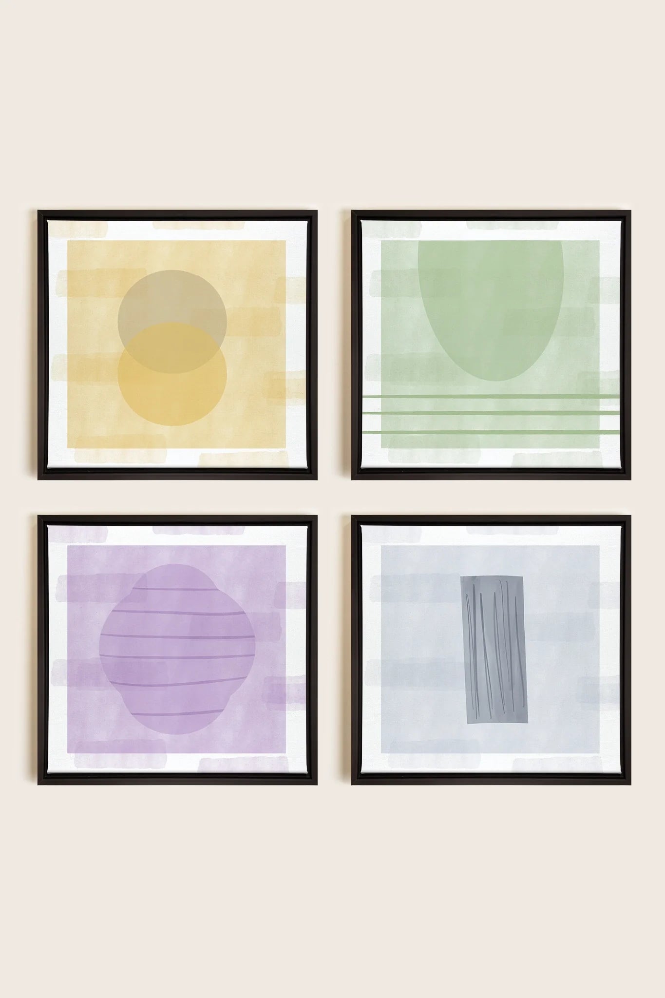 OLEKA CANVAS - QUATUOR PASTEL,Ensemble (4+), encadré Noir