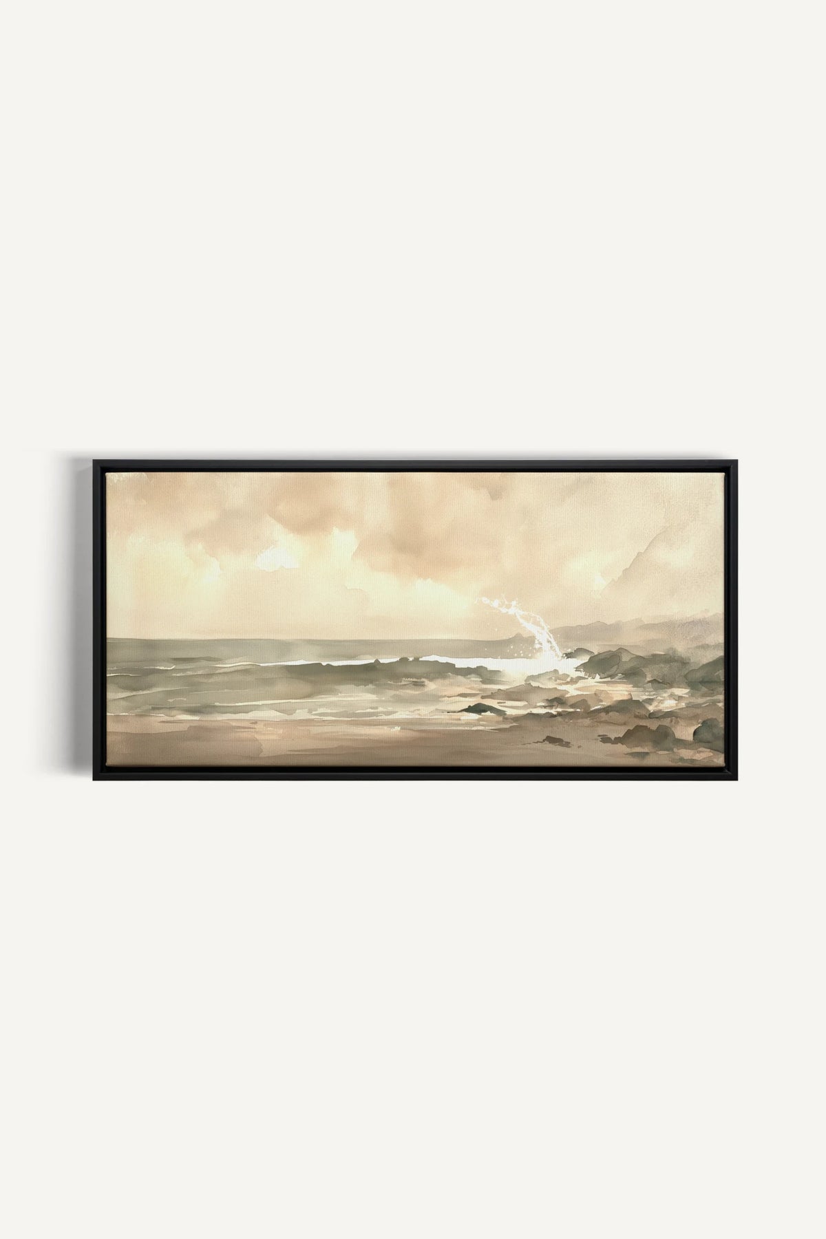 QUIET TIDE, Artwork on stretched canvas, Black frame