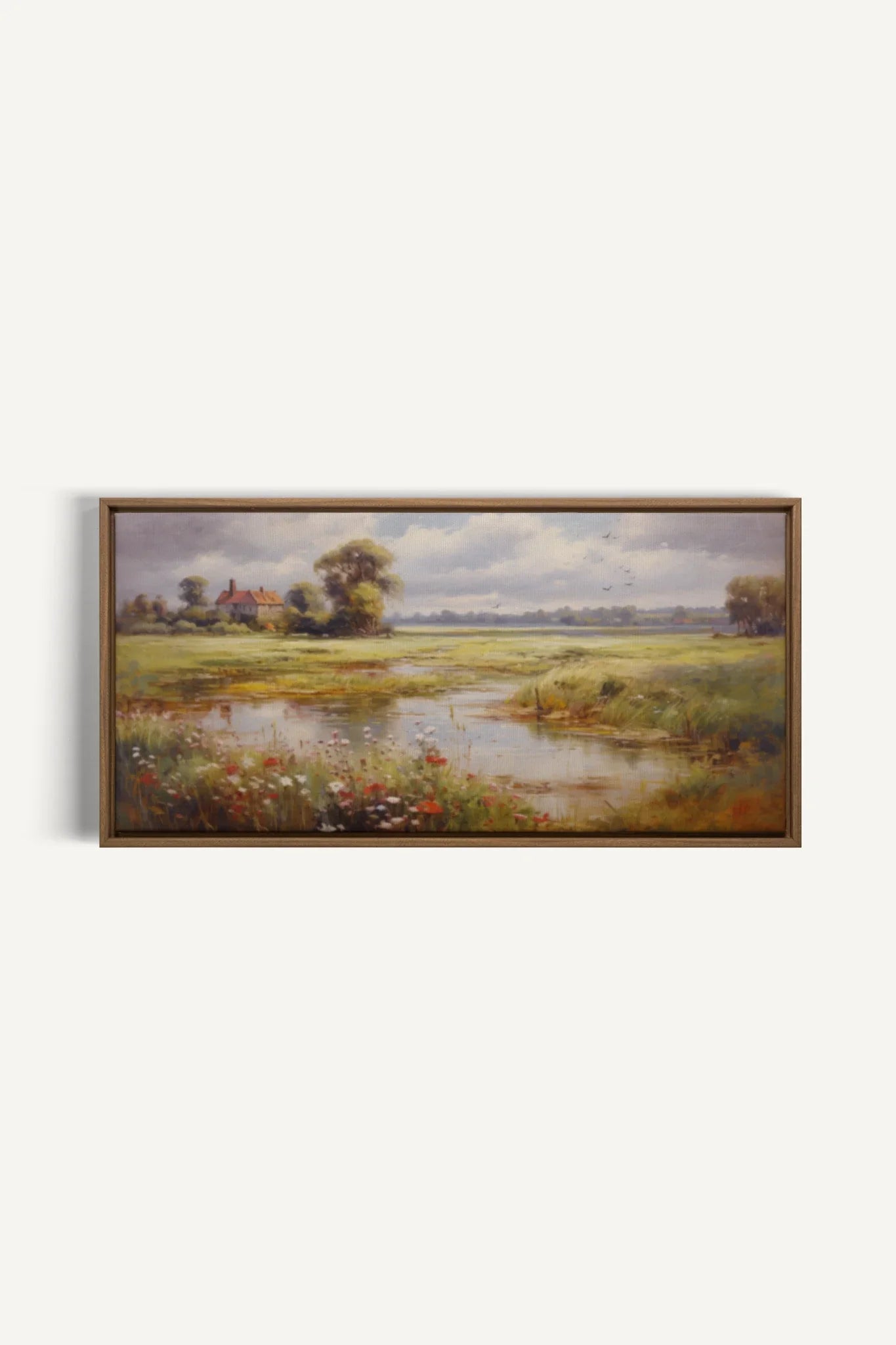 OLEKA CANVAS - Red Oasis, Oeuvre sur toile étirée, encadré Brun Chêne