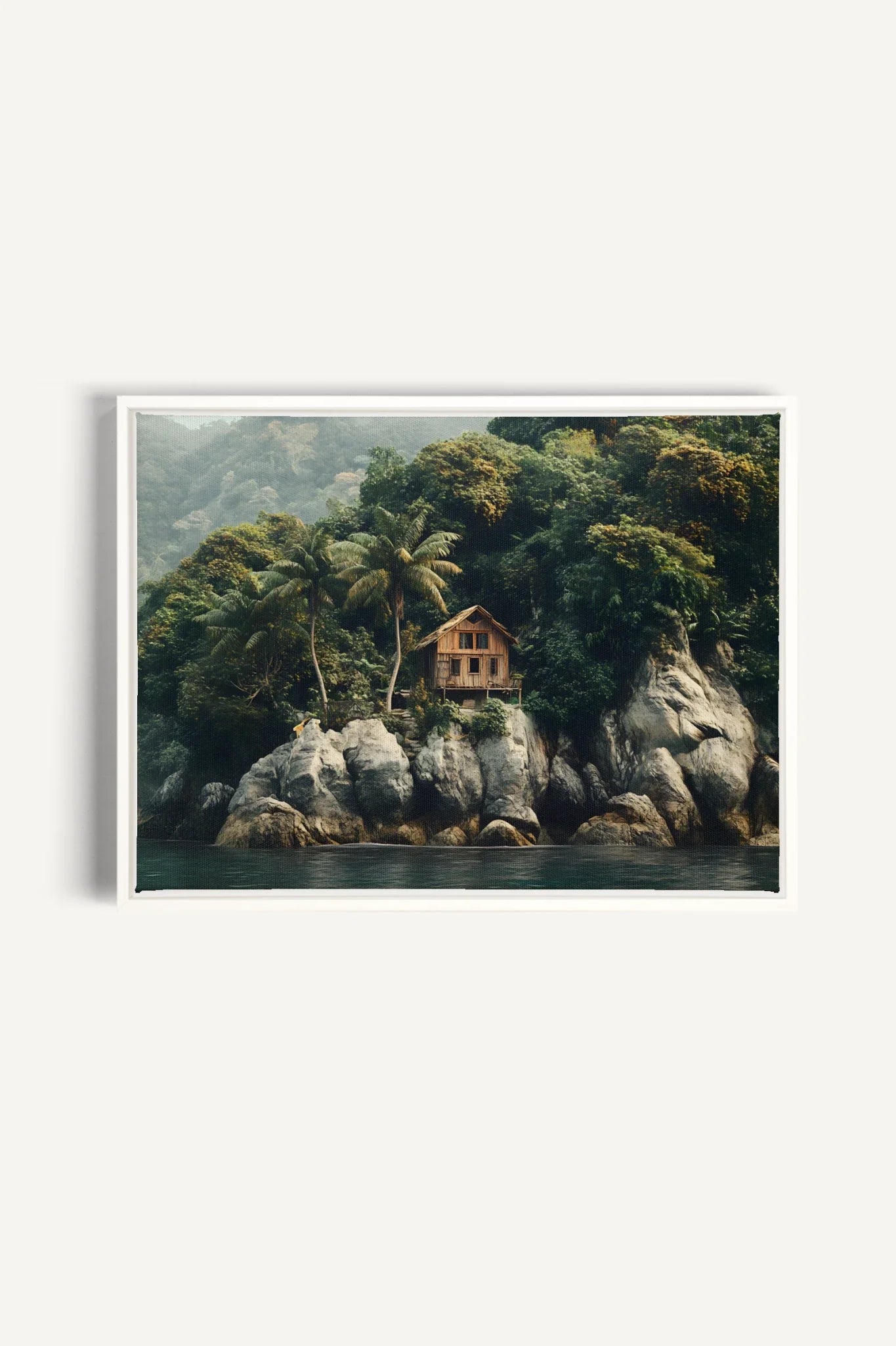 OLEKA CANVAS - REFUGE TROPICAL, Oeuvre sur toile étirée, encadré Blanc