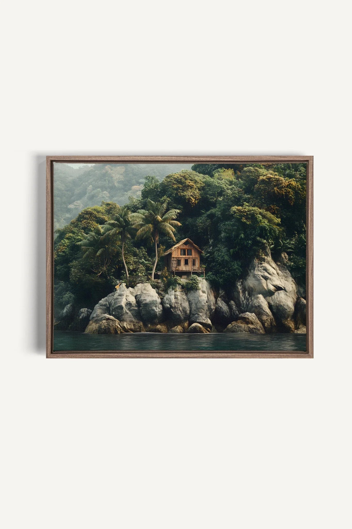 OLEKA CANVAS - REFUGE TROPICAL, Oeuvre sur toile étirée, encadré Brun Chêne