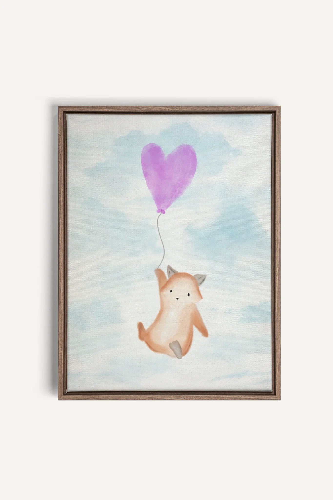 OLEKA CANVAS - RENARD, Oeuvre sur toile étirée, encadré Brun Chêne