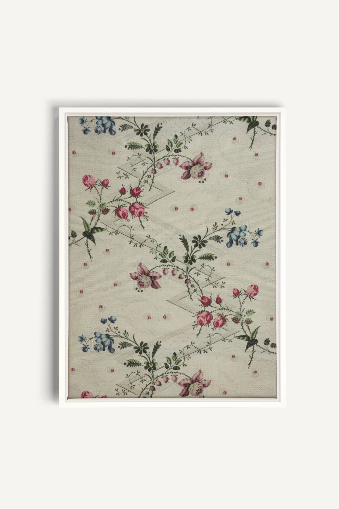 RUBAN DE ROSES, Oeuvre sur toile étirée, encadré Blanc