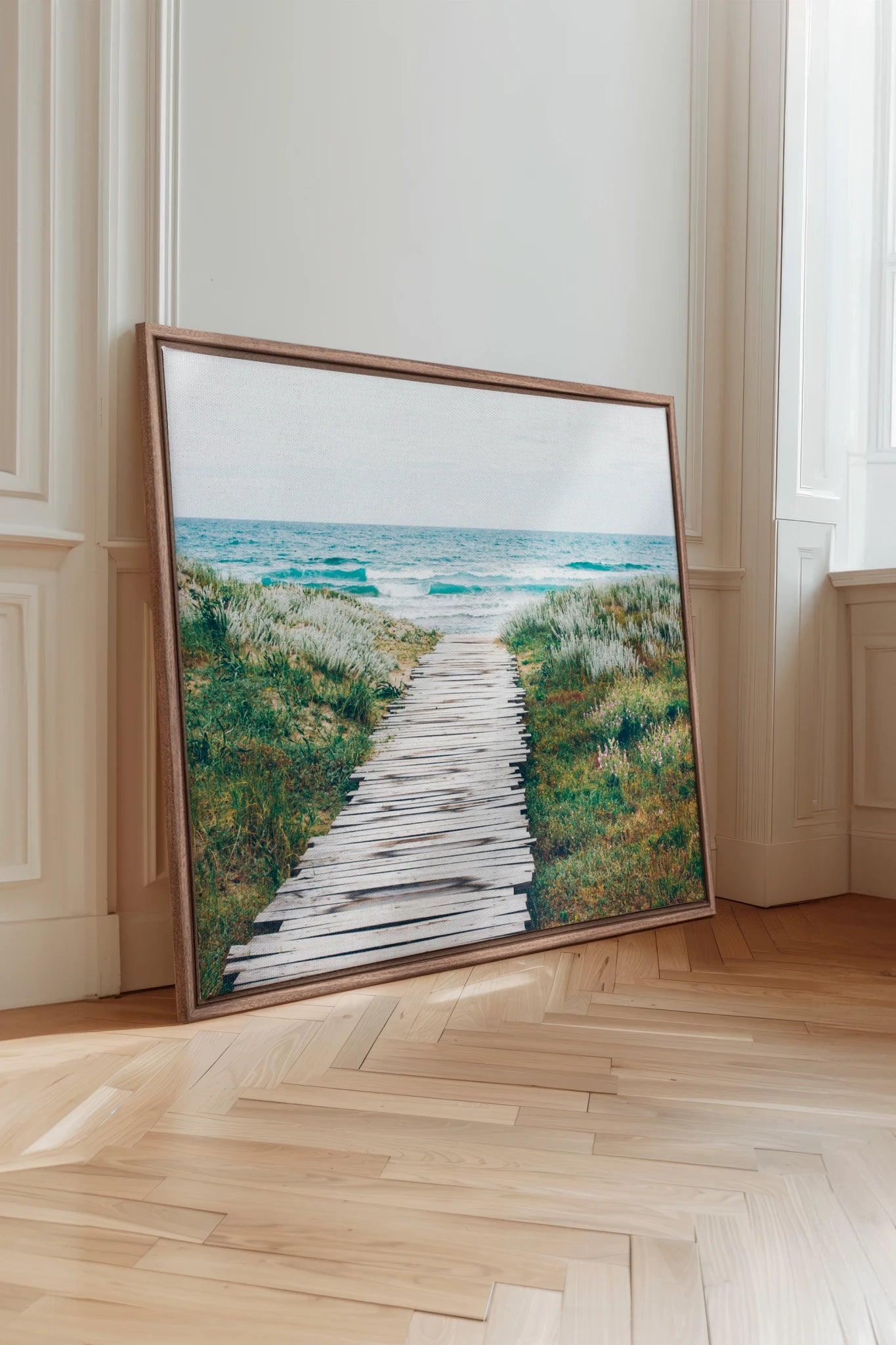 SALT AIR, Work on stretched canvas, framed Oak Brown