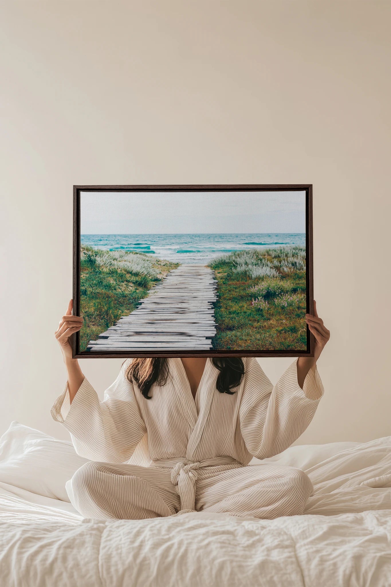 SALT AIR, Work on stretched canvas, framed Walnut Brown
