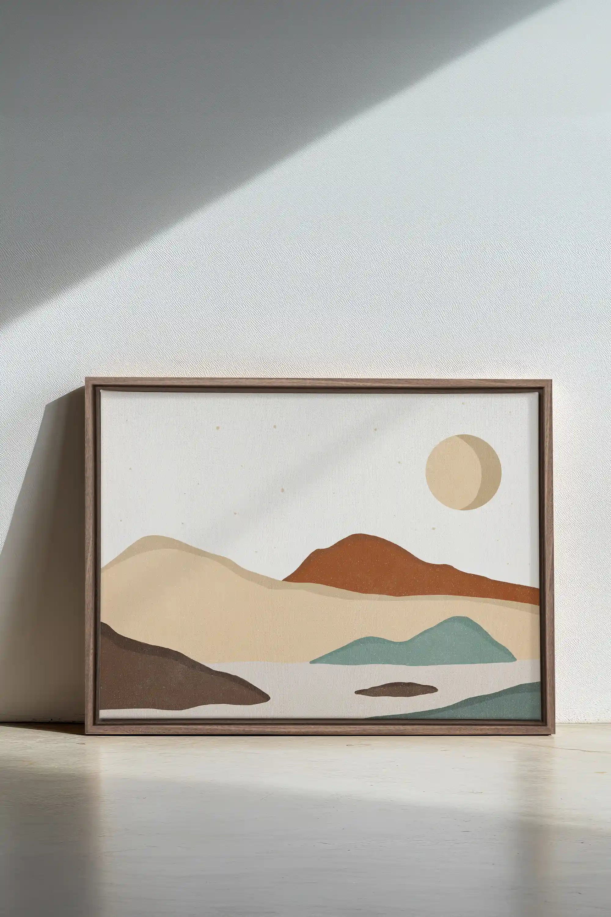 SAND & SKY, Oeuvre sur toile étirée, encadré Brun Chêne