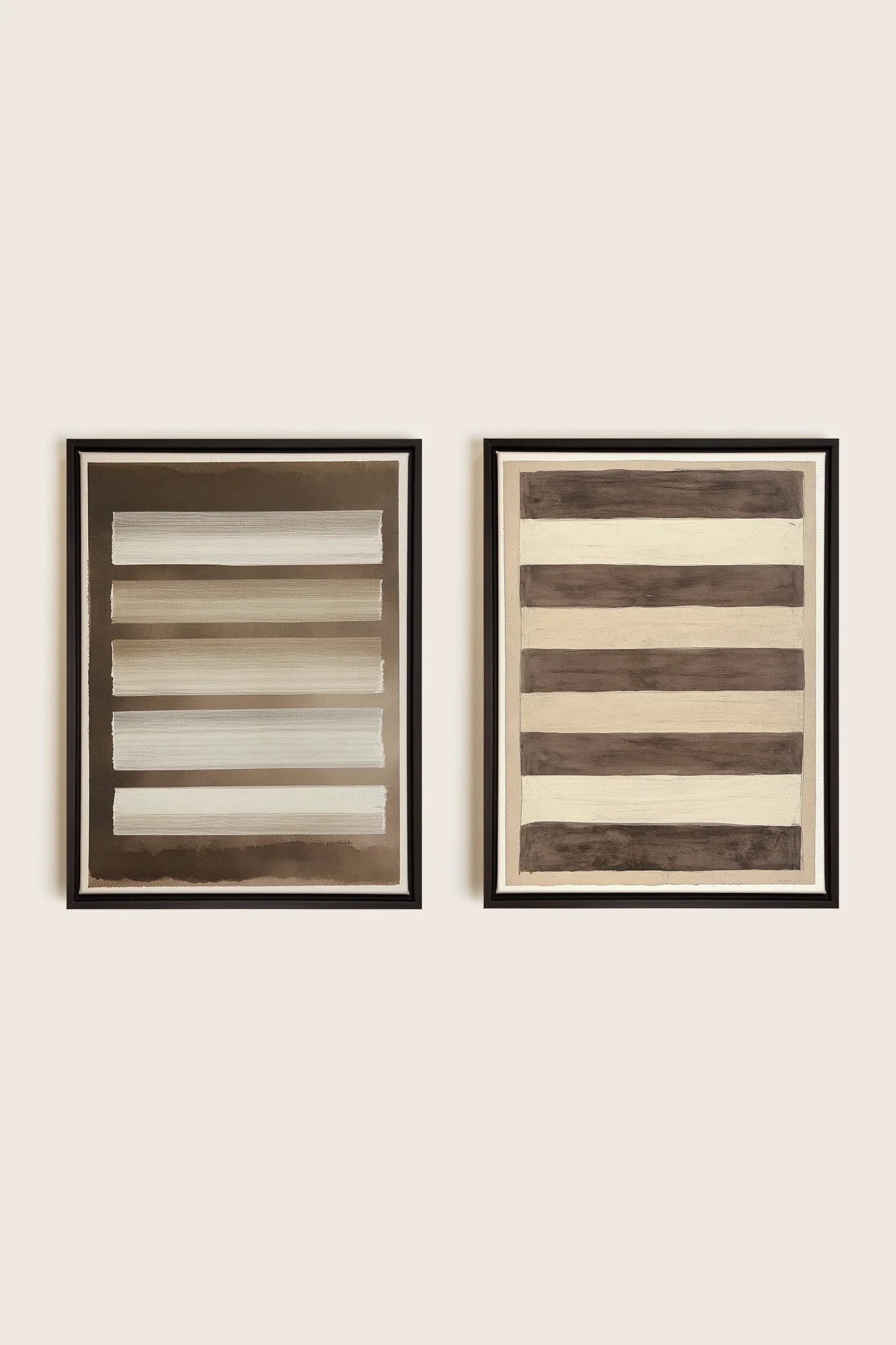 OLEKA CANVAS - SANDY LINES DUO, 2 Oeuvres sur toile étirée, encadré Noir