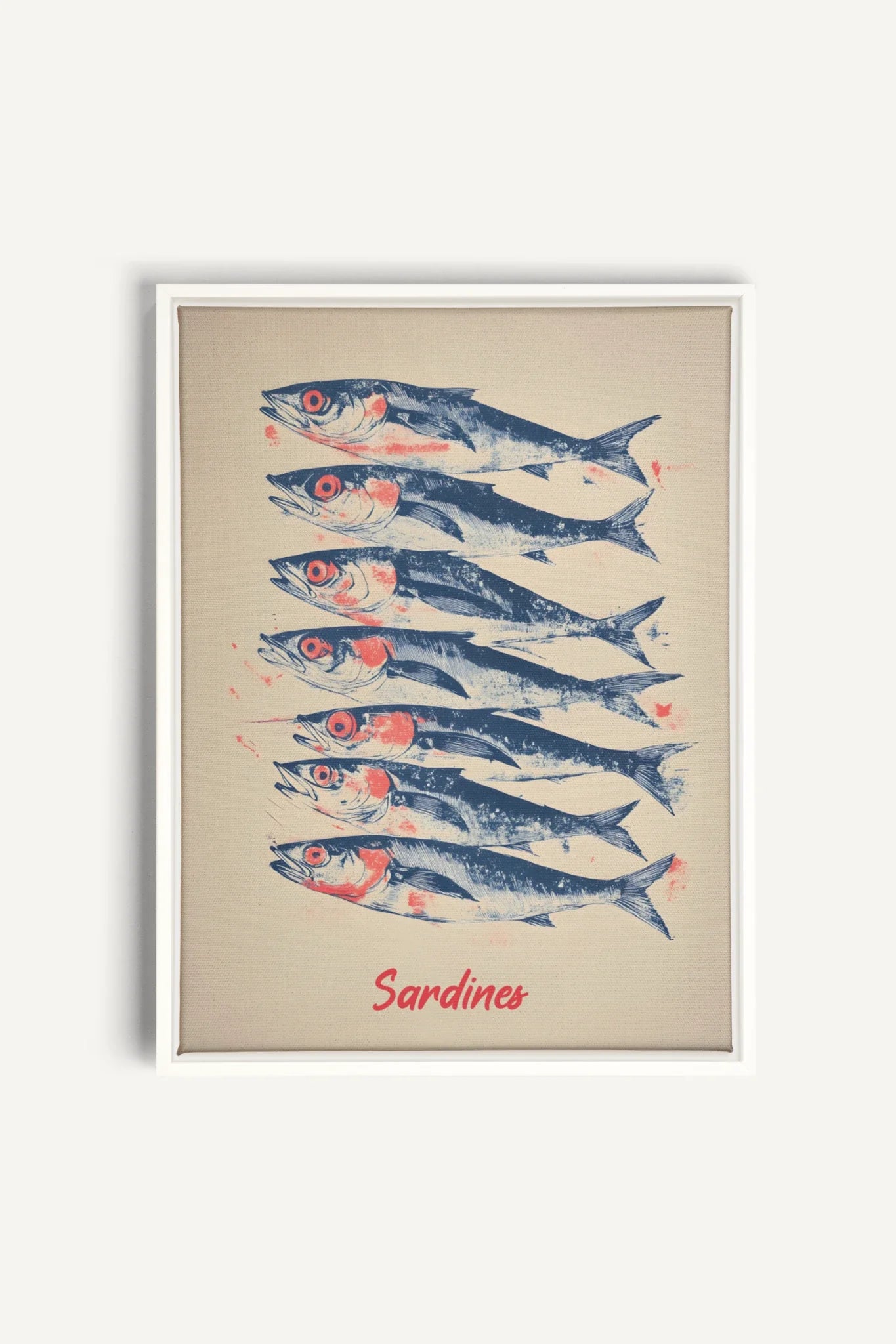 OLEKA CANVAS - SARDINES, Oeuvre sur toile étirée, encadré Blanc