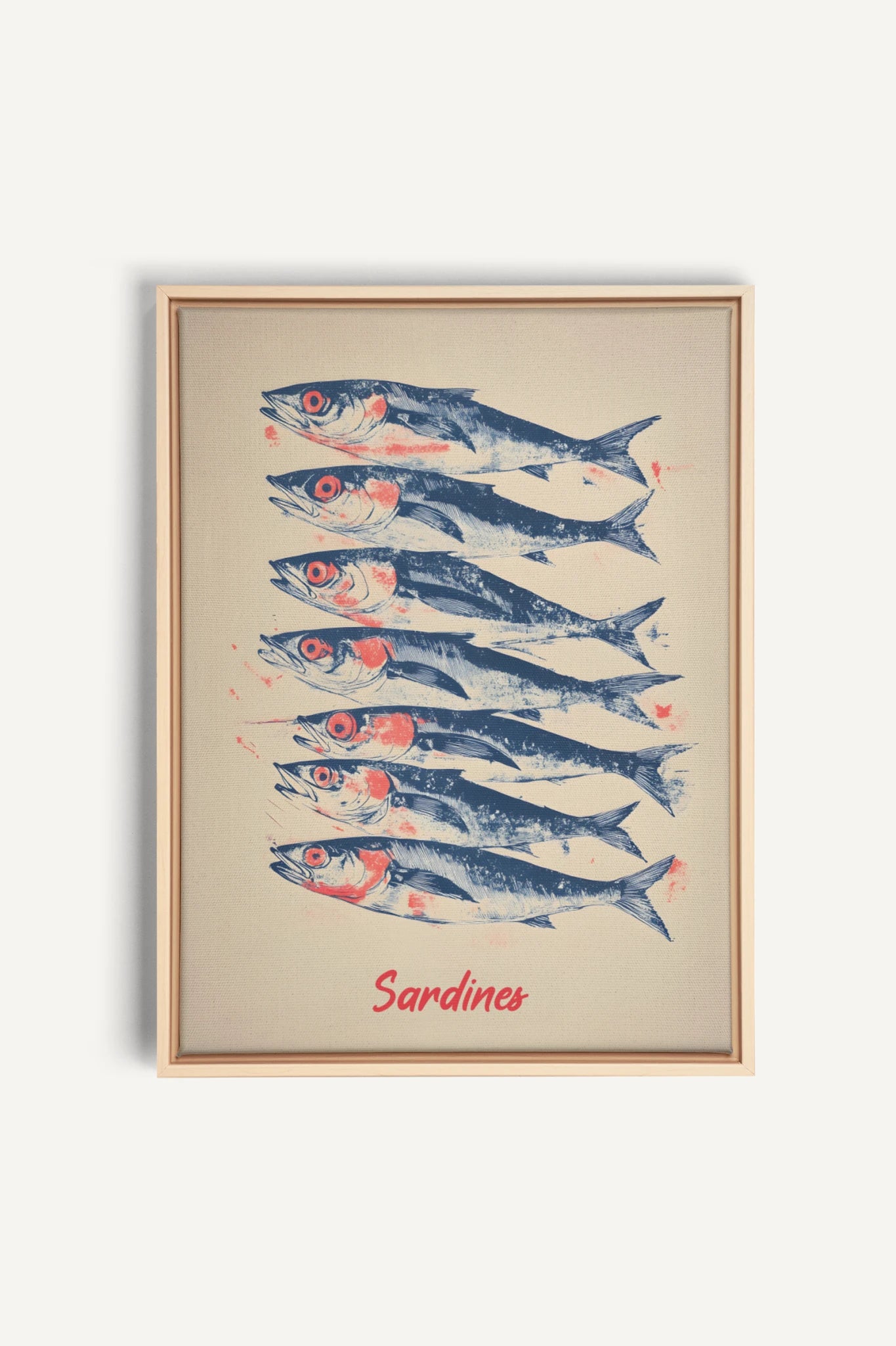 SARDINES, Artwork on stretched canvas, framed Natural Light