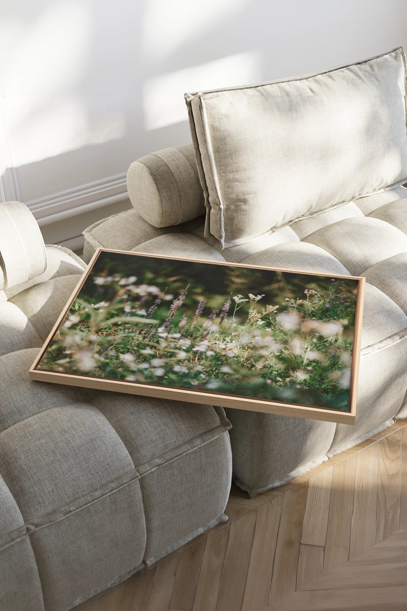 SAUGE & LAVANDE, Oeuvre sur toile étirée, encadré Naturel Clair