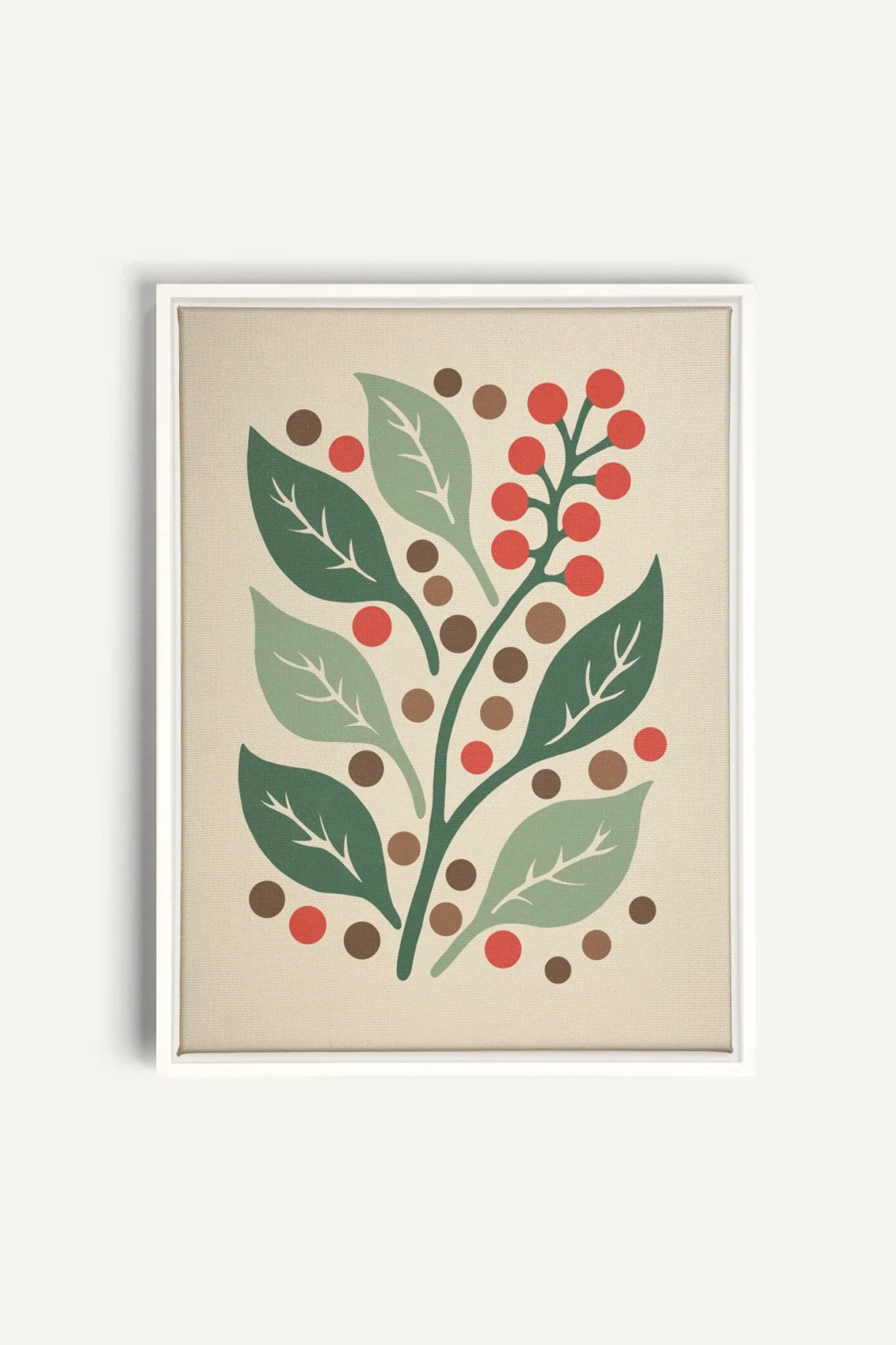 OLEKA CANVAS - SCARLET STEMS, Oeuvre sur toile étirée, encadré Blanc