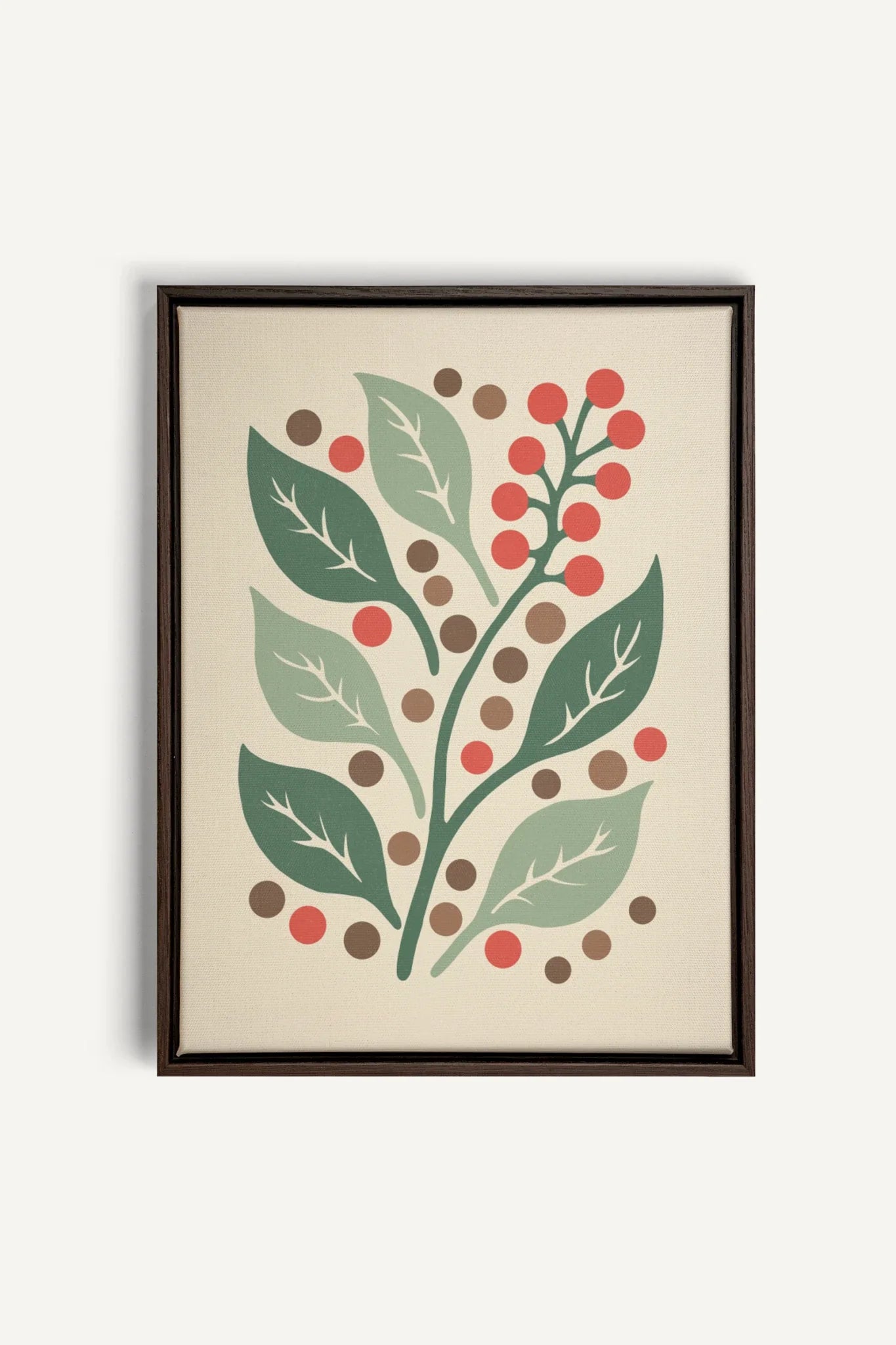 OLEKA CANVAS - SCARLET STEMS, Oeuvre sur toile étirée, encadré Brun Noyer