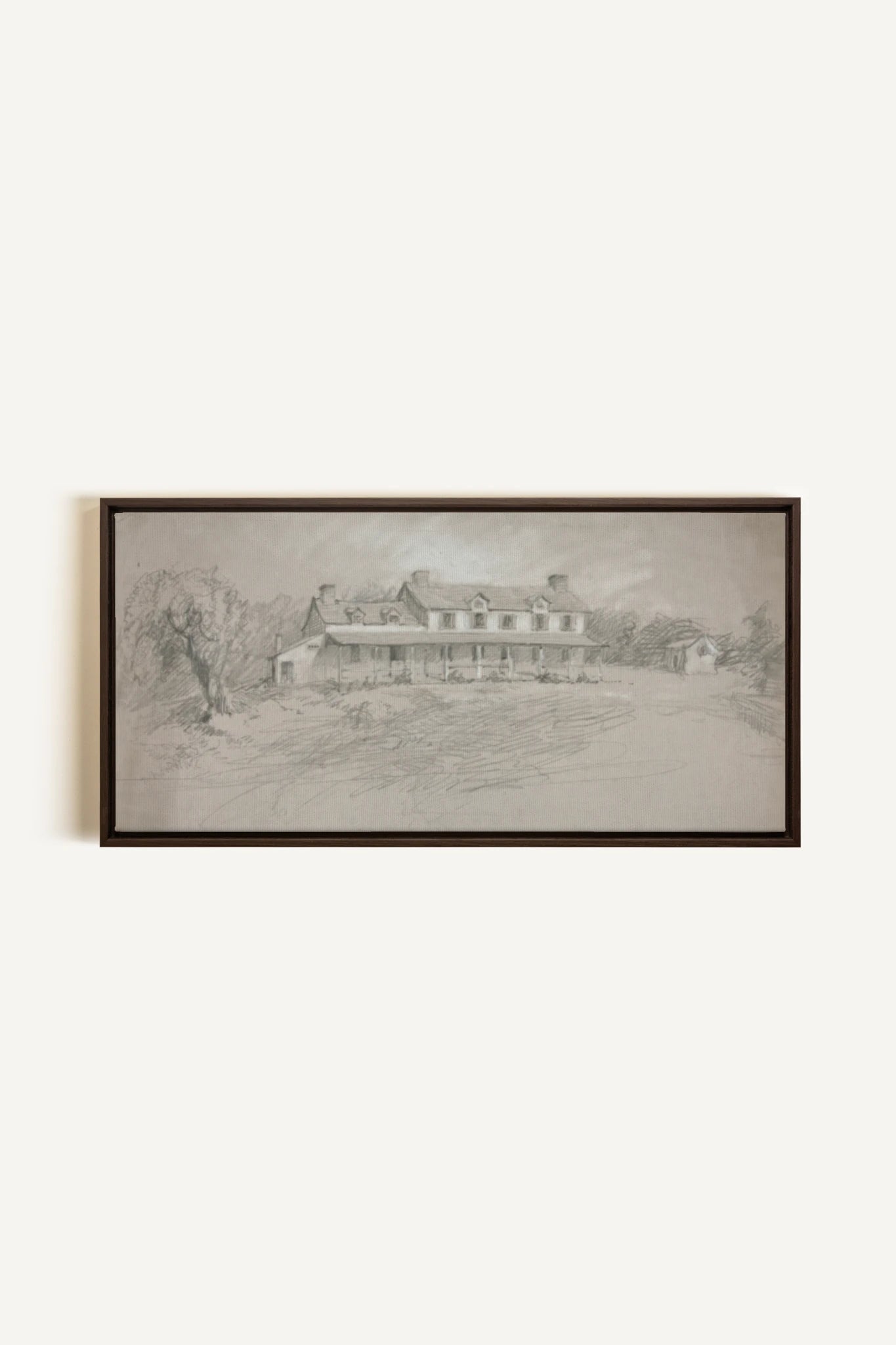 SHADOWED HOUSE, Artwork on stretched canvas, framed in Walnut Brown