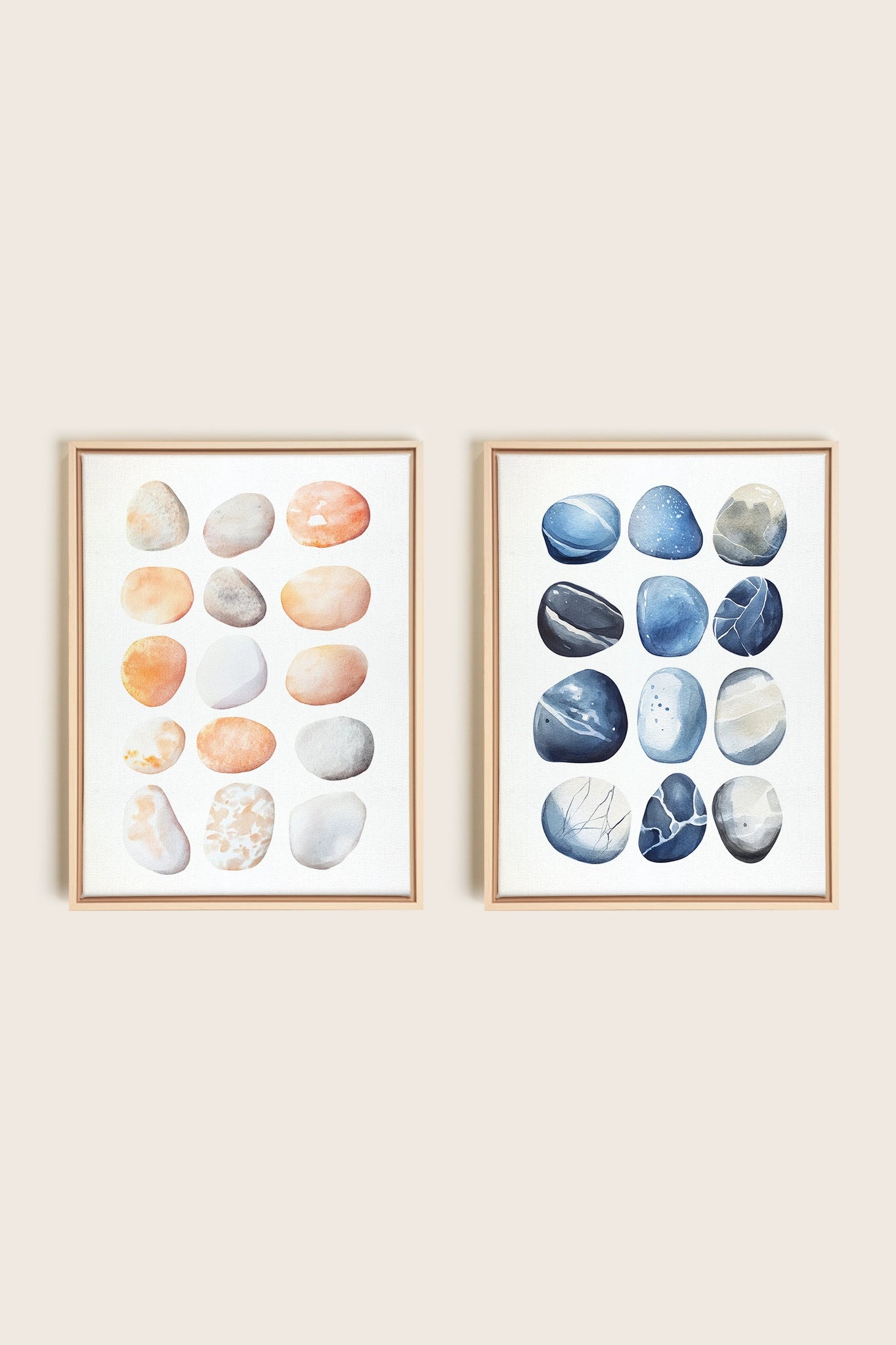 SHORELINE GEMS DUO, 2 Oeuvres sur toile étirée, encadré Naturel Clair