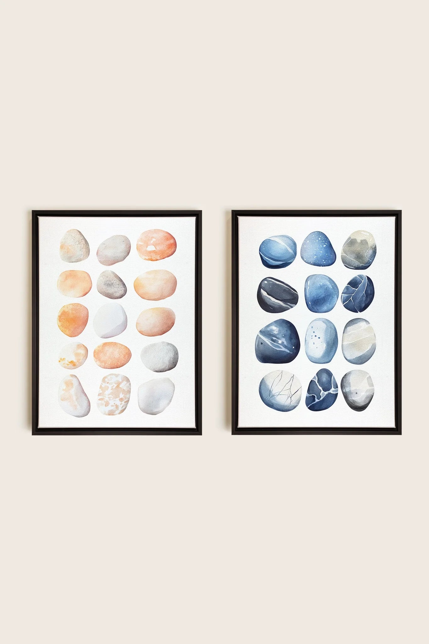 OLEKA CANVAS - SHORELINE GEMS DUO, 2 Oeuvres sur toile étirée, encadré Noir