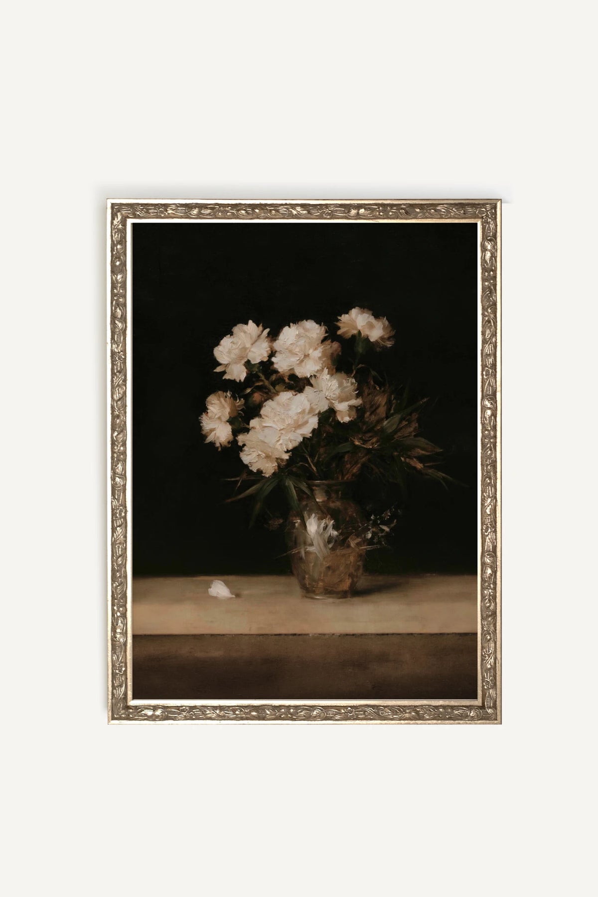 Silver Bouquet, Oeuvre sur toile rigide, encadré Vintage Argent