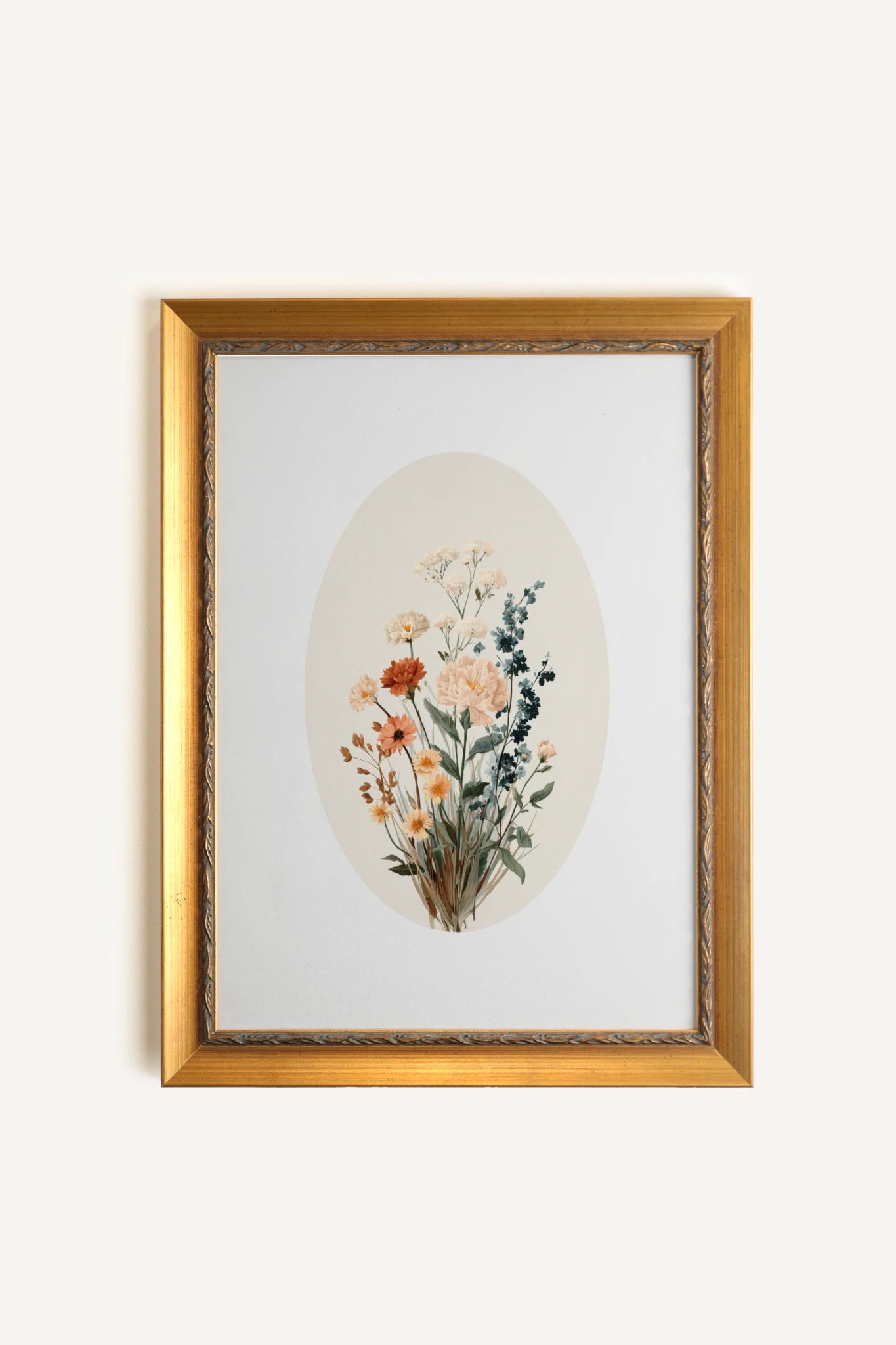 SOFT BLOOM, Artwork on rigid canvas, framed in Vintage Gold