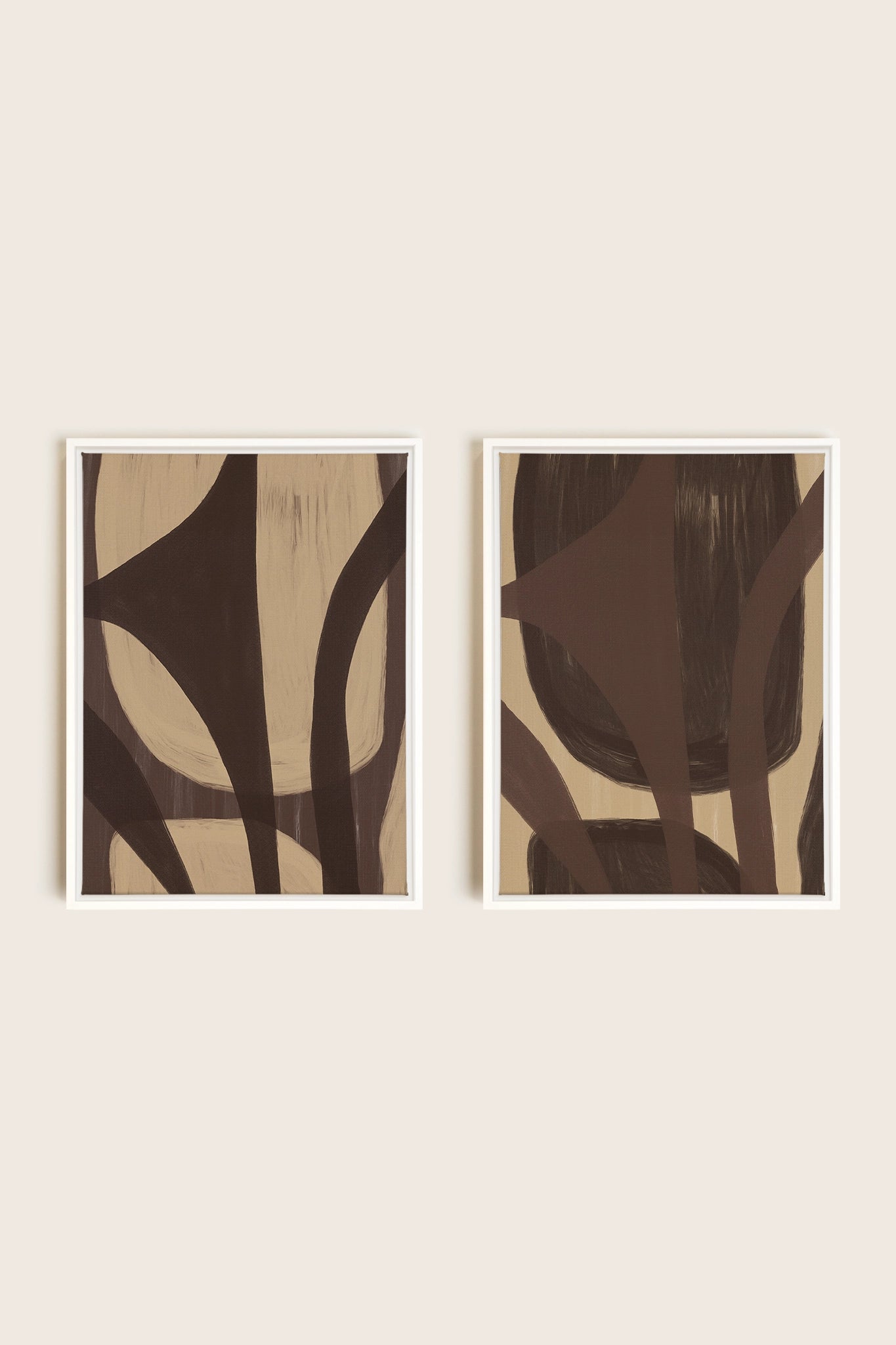 SOFT PATHWAYS DUO, Oeuvre sur toile étirée, encadré Blanc