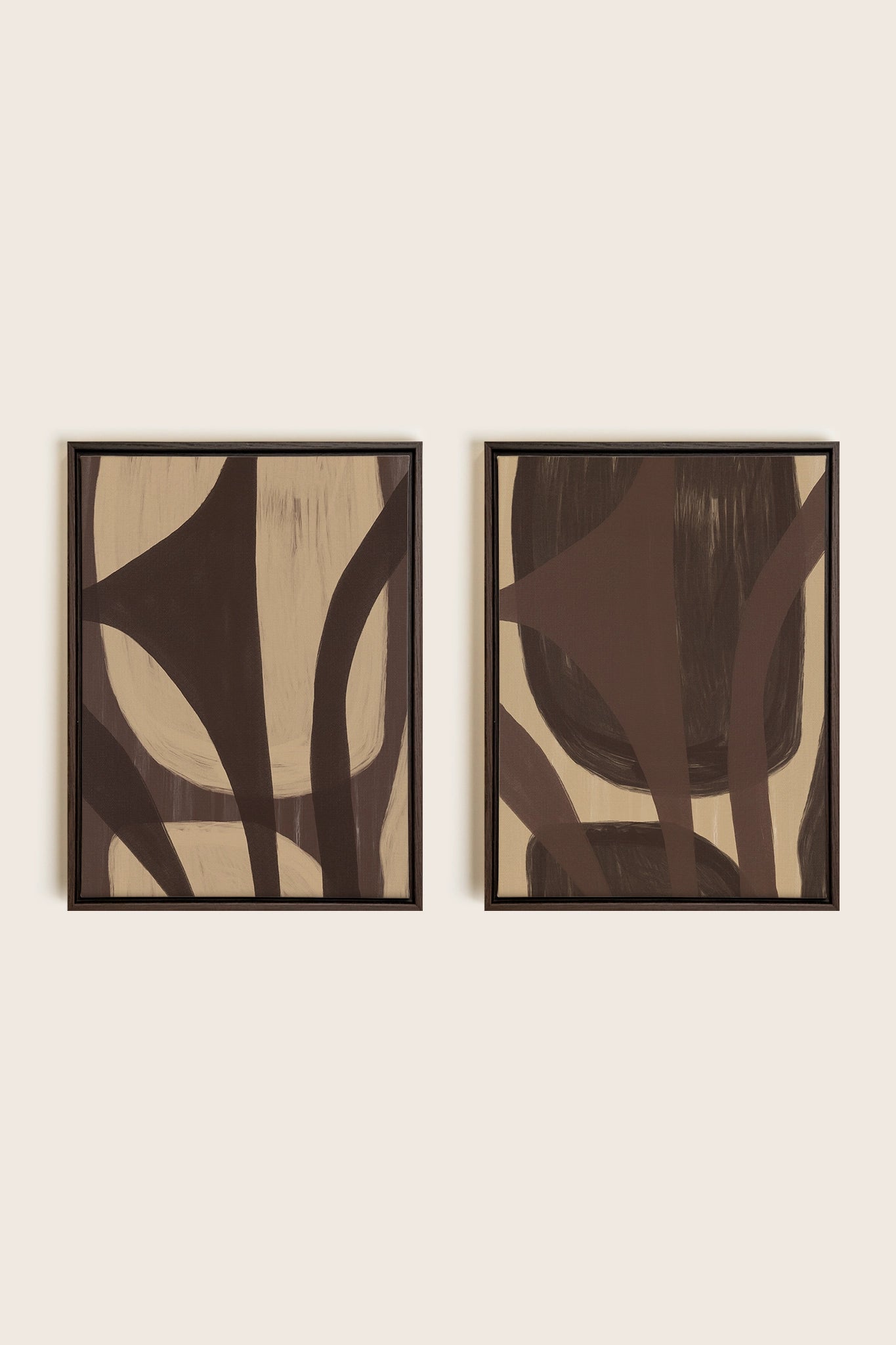 SOFT PATHWAYS DUO, Oeuvre sur toile étirée, encadré Brun Noyer