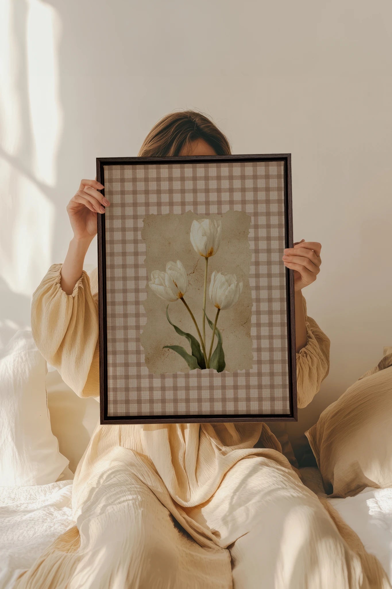 SOFT SPRING, Work on stretched canvas, framed Walnut Brown