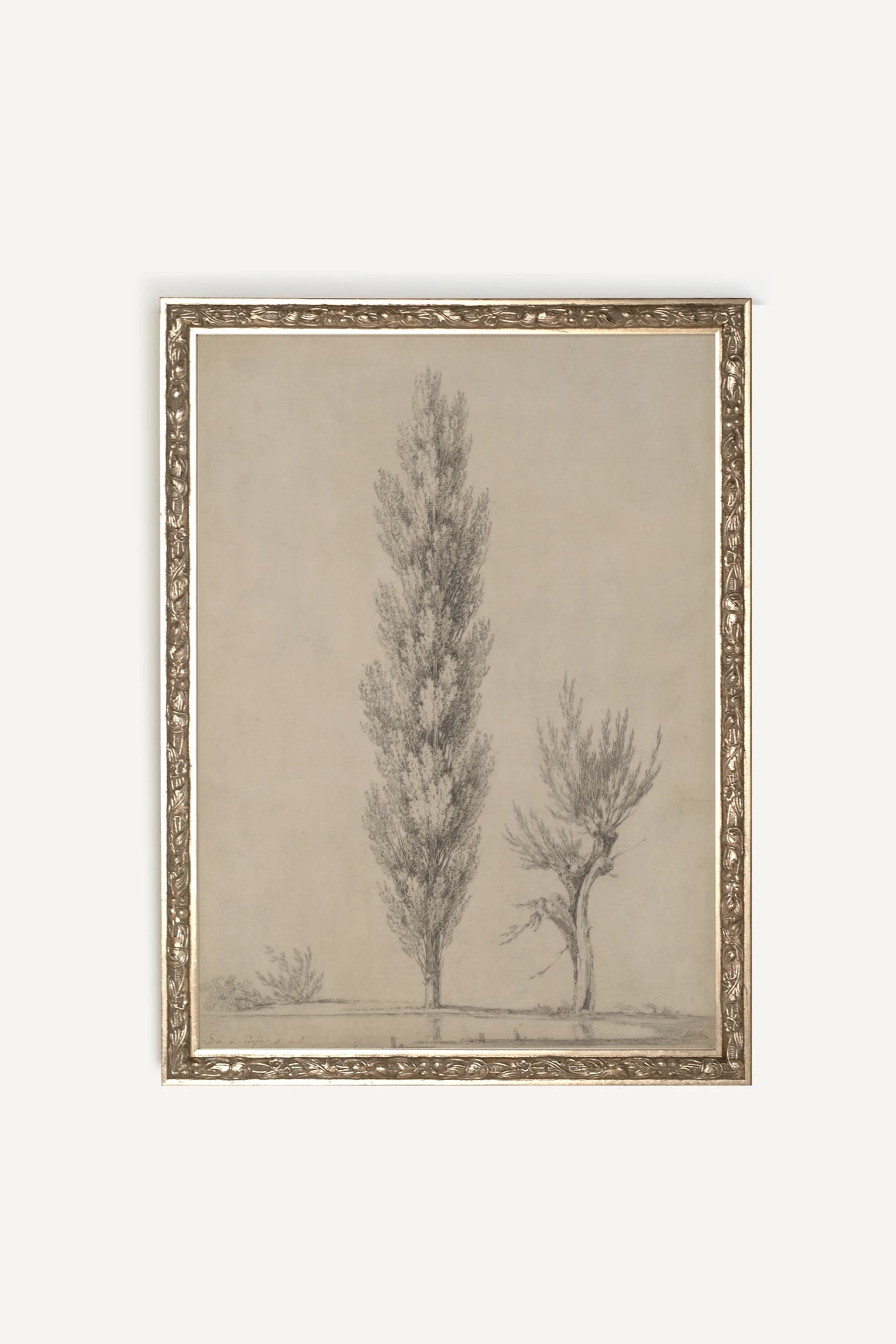 SOUFFLE DU PEUPLIER, Artwork on rigid canvas, framed Vintage Silver