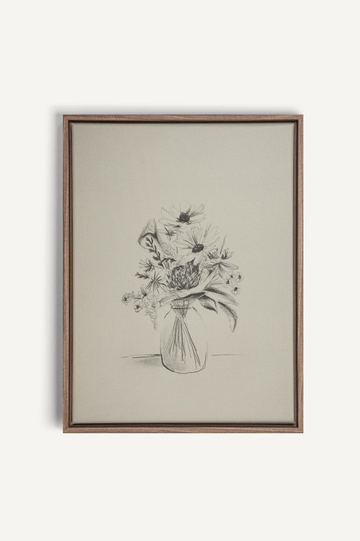 OLEKA CANVAS - SPRING BOUQUET, Oeuvre sur toile étirée, encadré Brun Chêne