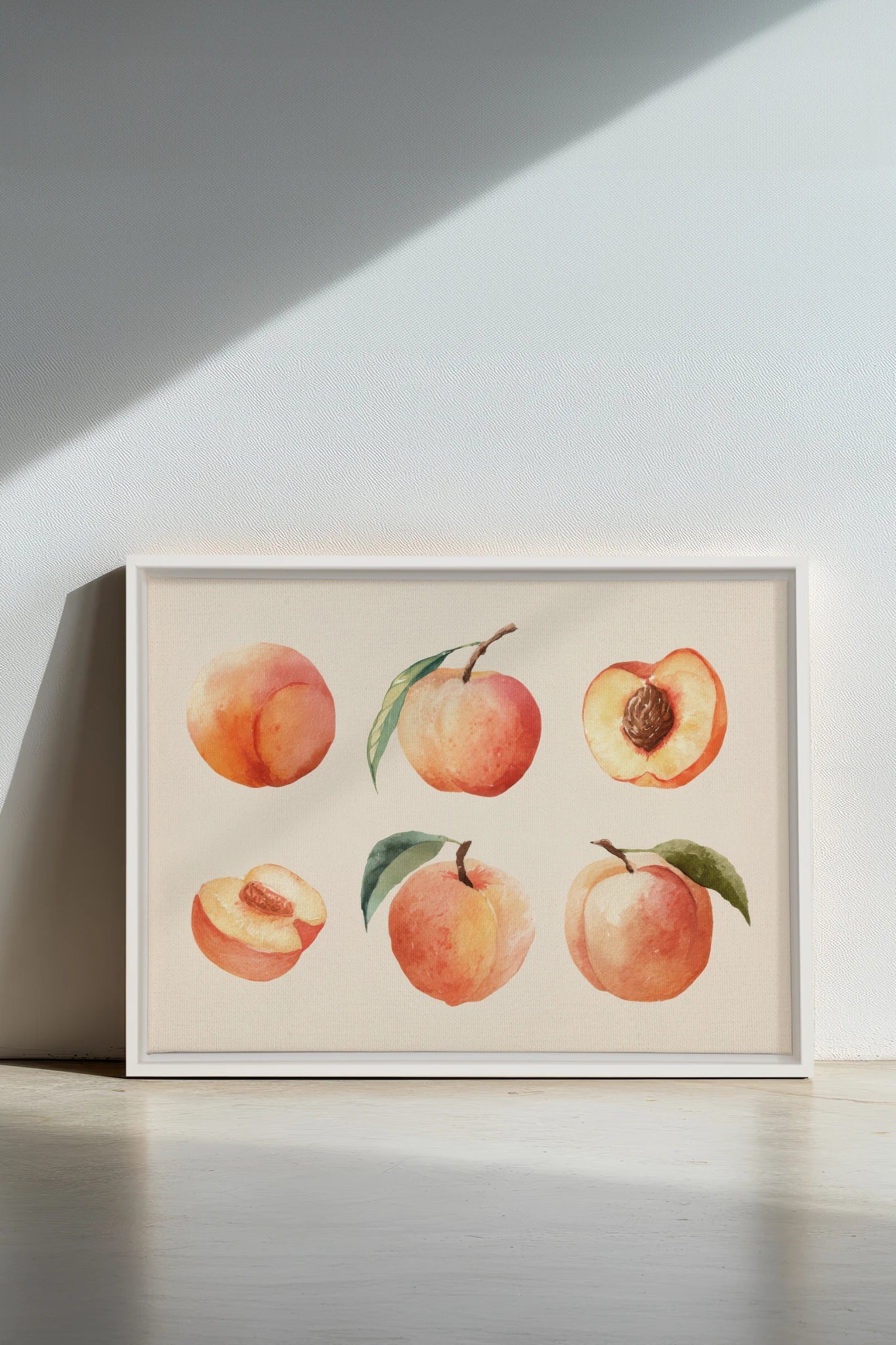 SUMMER PEACHES, Oeuvre sur toile étirée, encadré Blanc
