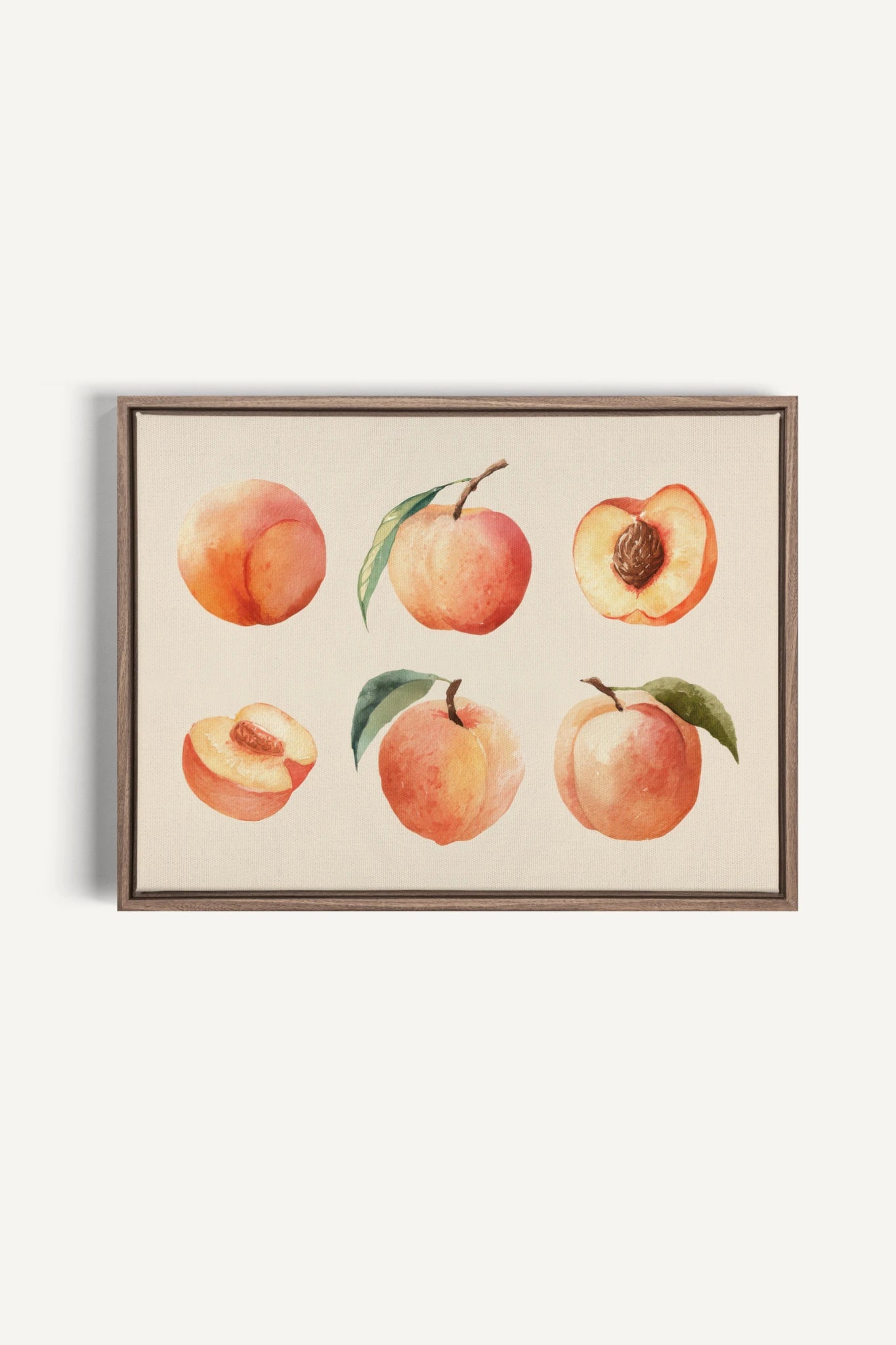 SUMMER PEACHES, Oeuvre sur toile étirée, encadré Brun Chêne