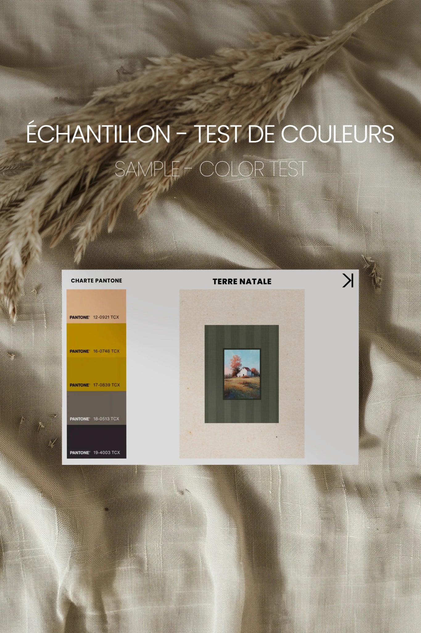 TERRE NATALE, Oeuvre sur toile rigide, encadré Vintage Or