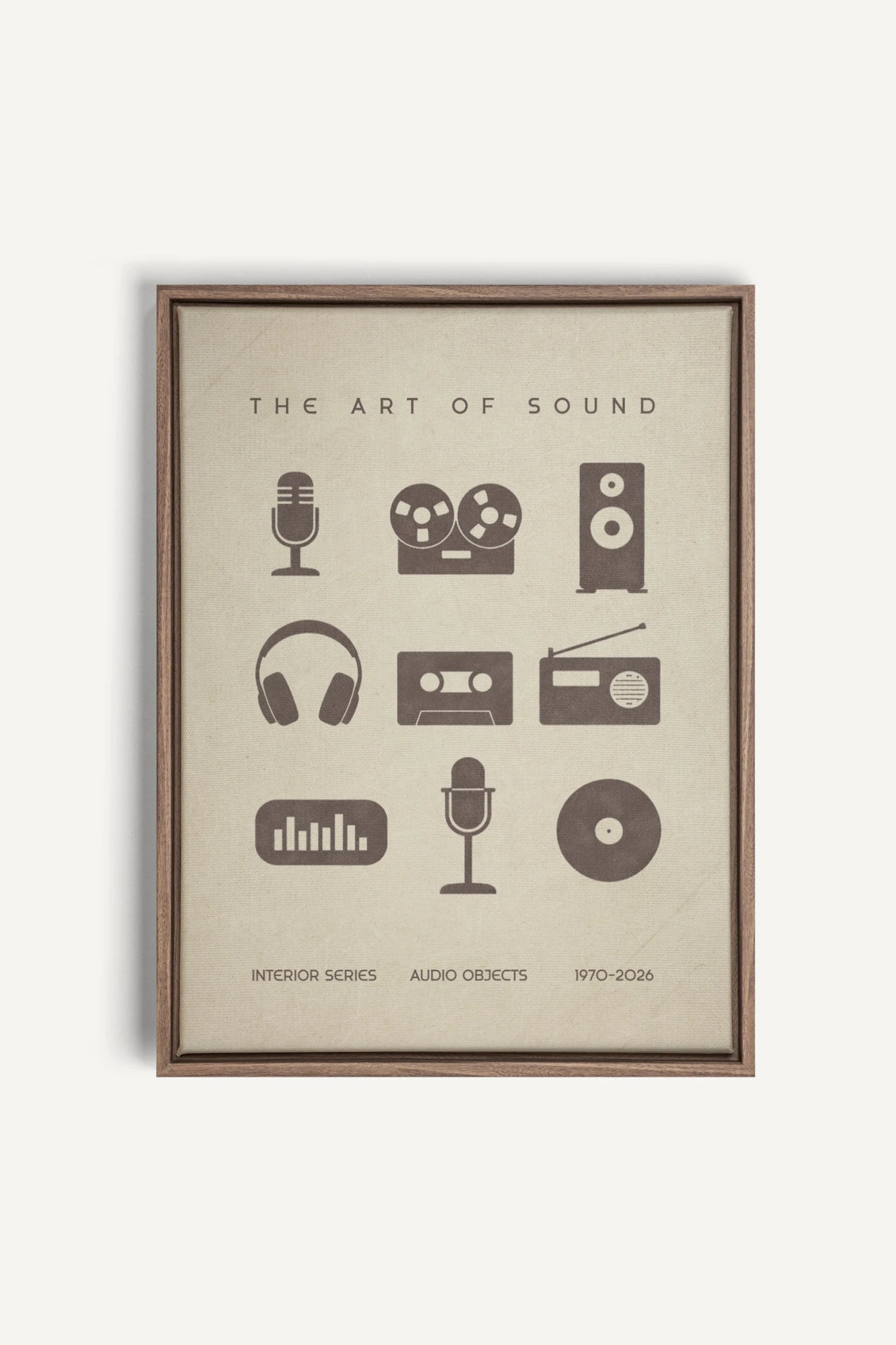 THE ART OF SOUND, Work on stretched canvas, framed Oak Brown