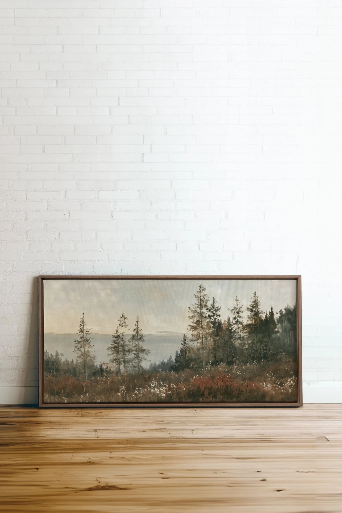 THE PROMISE OF PINES, Oeuvre sur toile étirée, encadré Brun Chêne