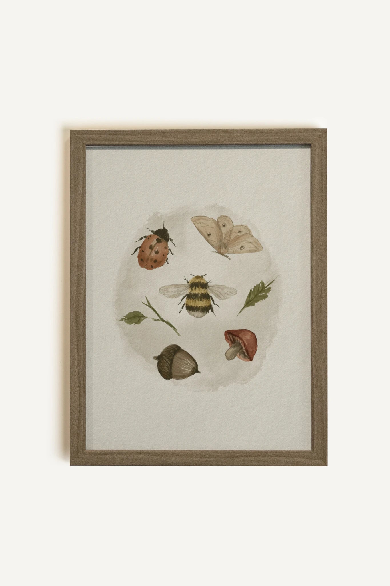 TINY TREASURES, Work on canvas, oak brown frame