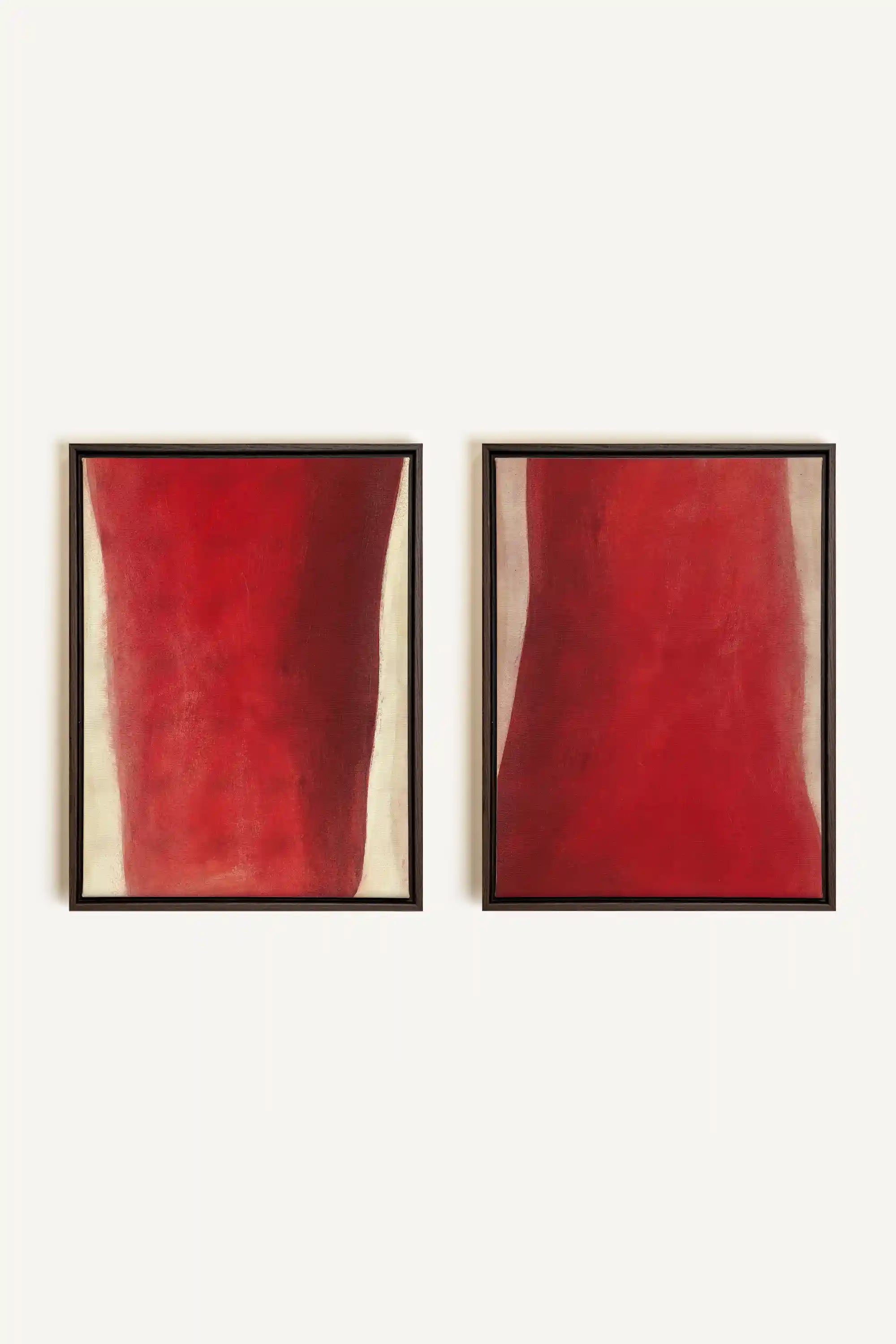 TWIN FLAMES, 2 Works on stretched canvas, framed in Walnut Brown