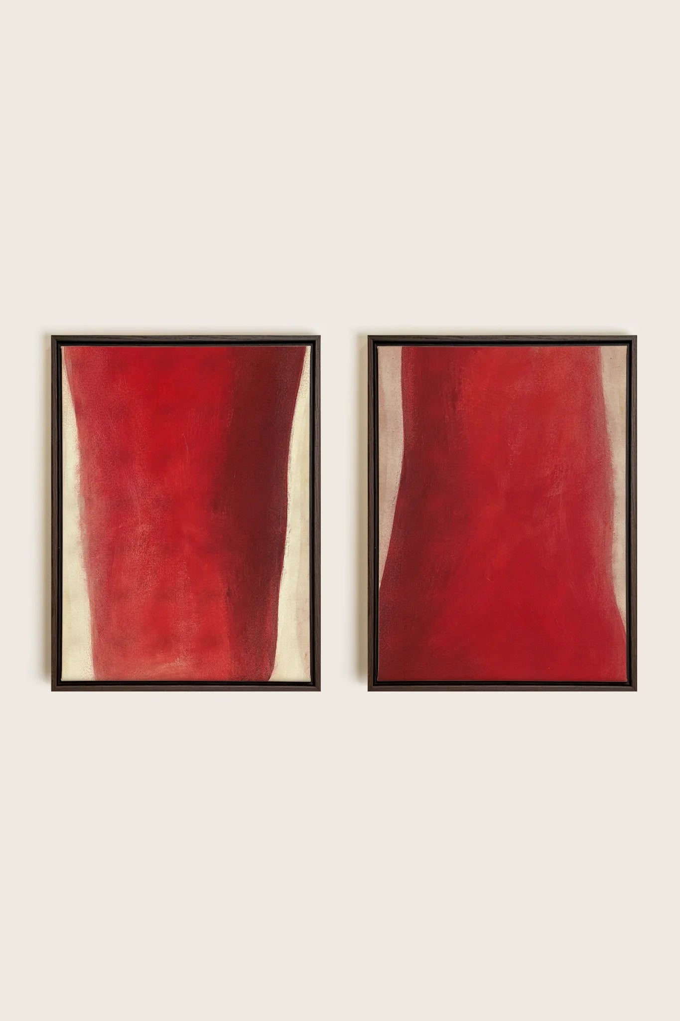 OLEKA CANVAS - TWIN FLAMES, 2 Oeuvres sur toile étirée, encadré Brun Noyer