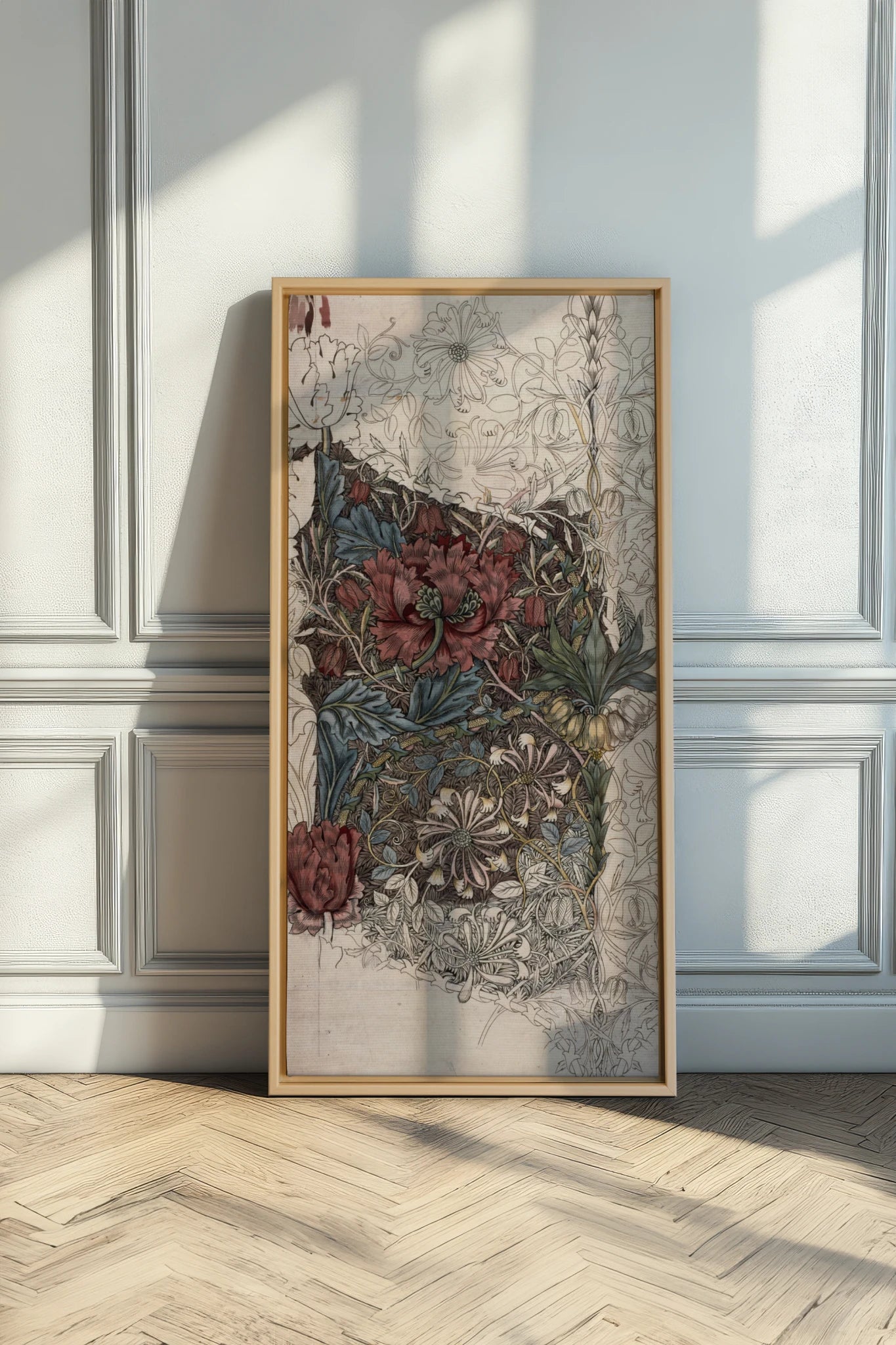 VELOURS FLORAL, Oeuvre sur toile étirée, encadré Naturel Clair